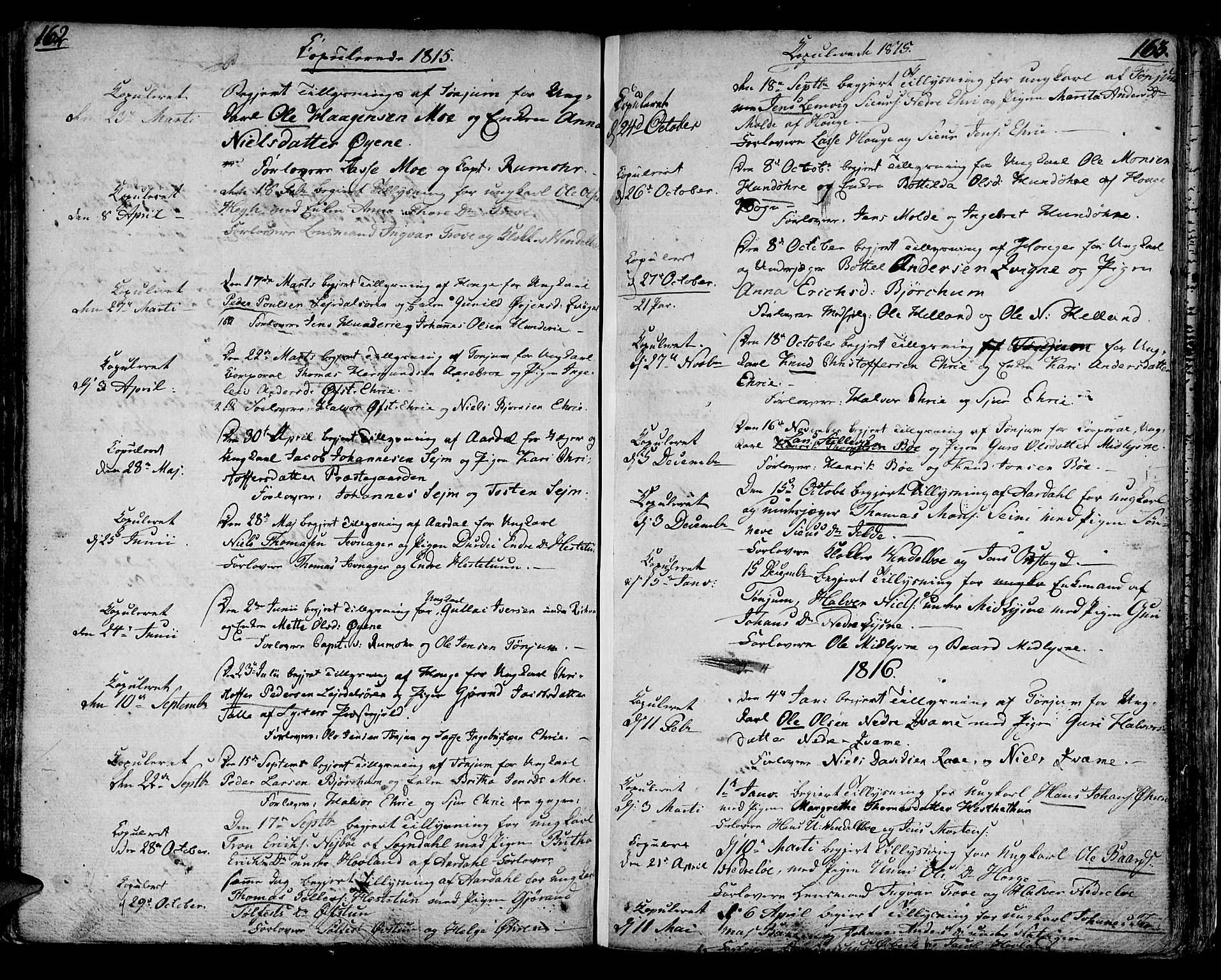 Lærdal sokneprestembete, AV/SAB-A-81201: Parish register (official) no. A 4, 1805-1821, p. 162-163