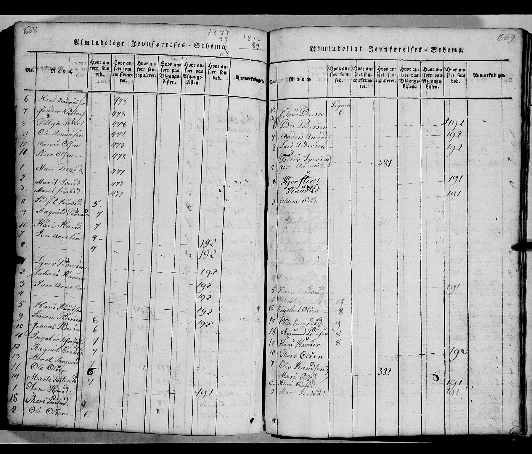 Gausdal prestekontor, SAH/PREST-090/H/Ha/Hab/L0002: Parish register (copy) no. 2, 1818-1874, p. 668-669