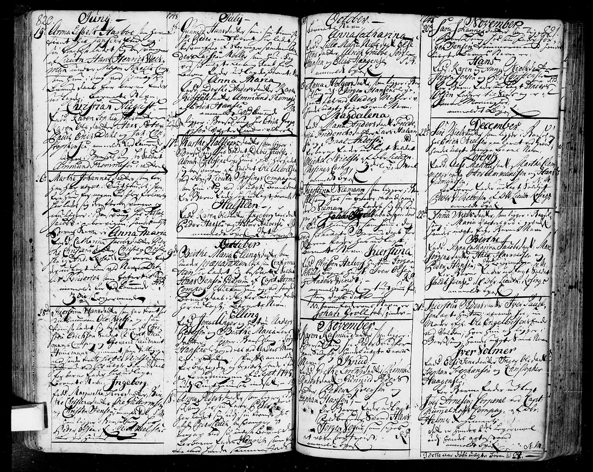 Oslo domkirke Kirkebøker, SAO/A-10752/F/Fa/L0004: Parish register (official) no. 4, 1743-1786, p. 820-821