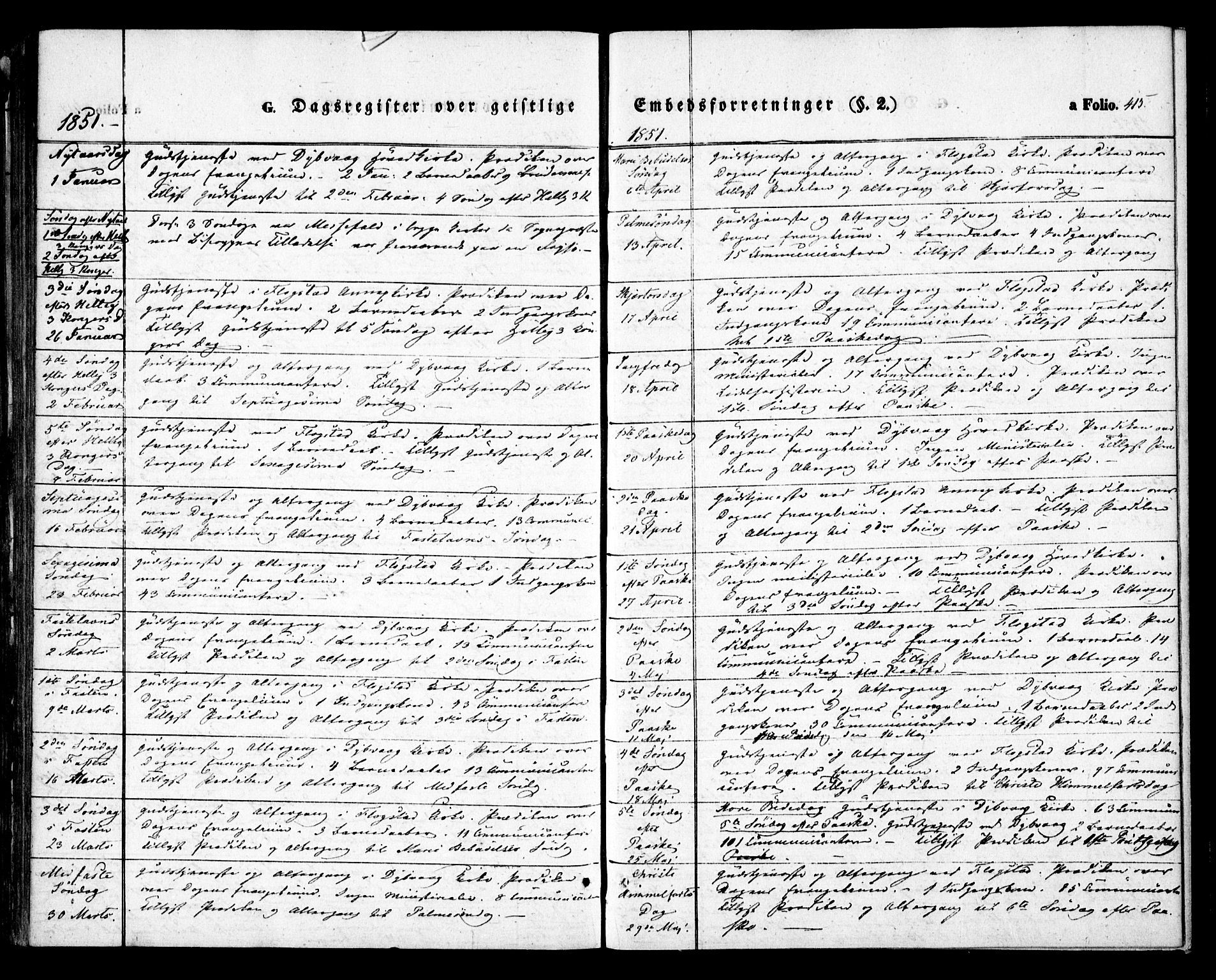 Dypvåg sokneprestkontor, AV/SAK-1111-0007/F/Fa/Faa/L0005: Parish register (official) no. A 5, 1841-1854, p. 415