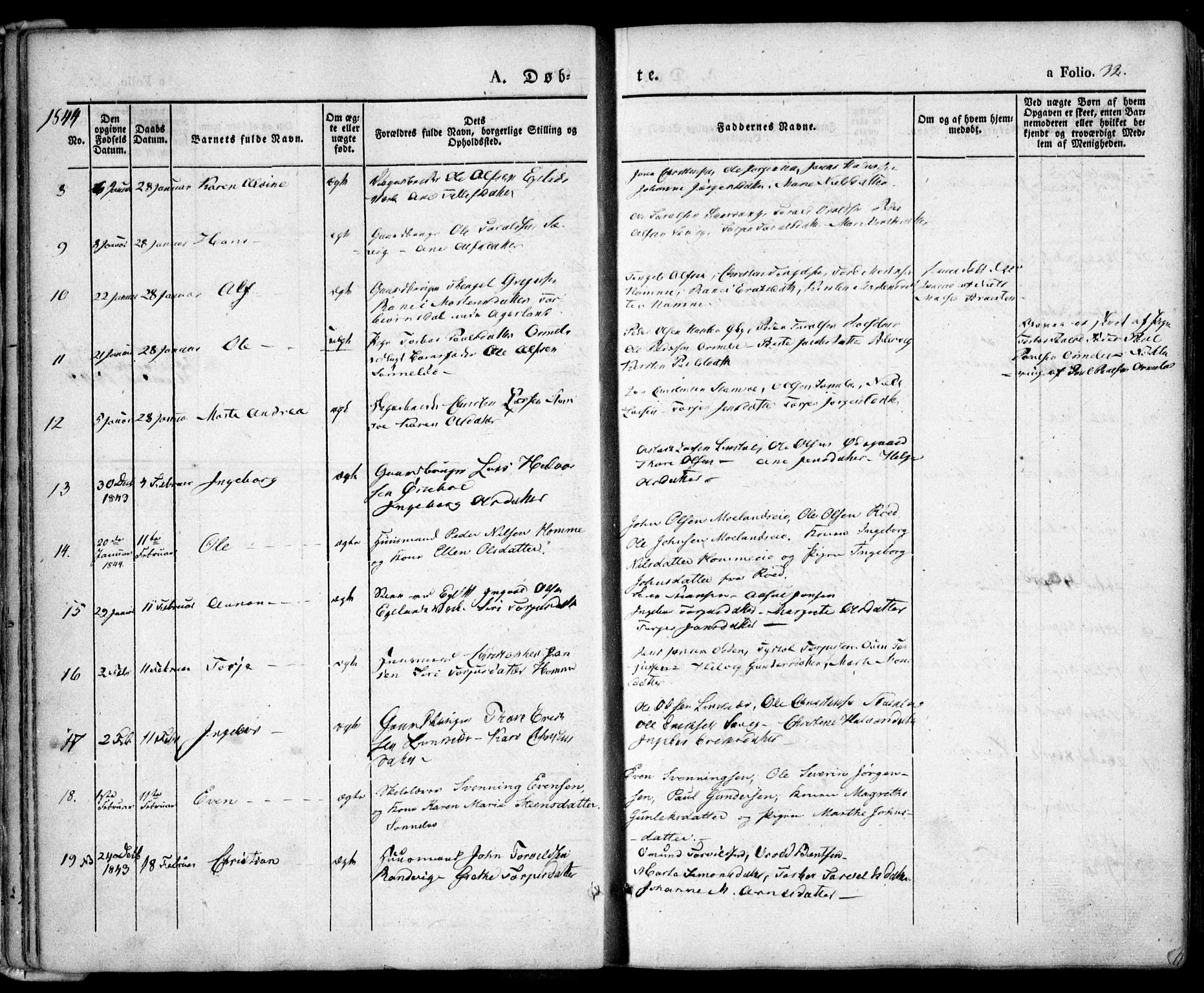 Søndeled sokneprestkontor, AV/SAK-1111-0038/F/Fa/L0002: Parish register (official) no. A 2, 1839-1860, p. 32