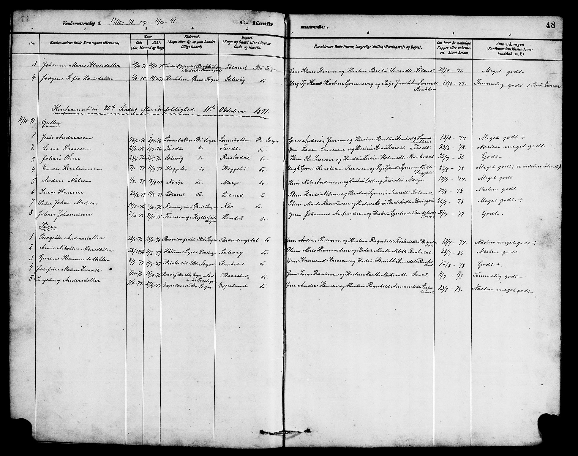 Hyllestad sokneprestembete, SAB/A-80401: Parish register (copy) no. B 2, 1889-1915, p. 48