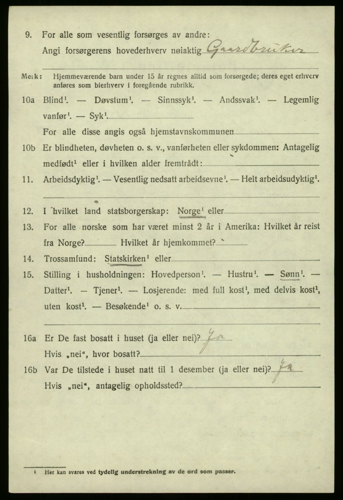 SAB, 1920 census for Jølster, 1920, p. 2953