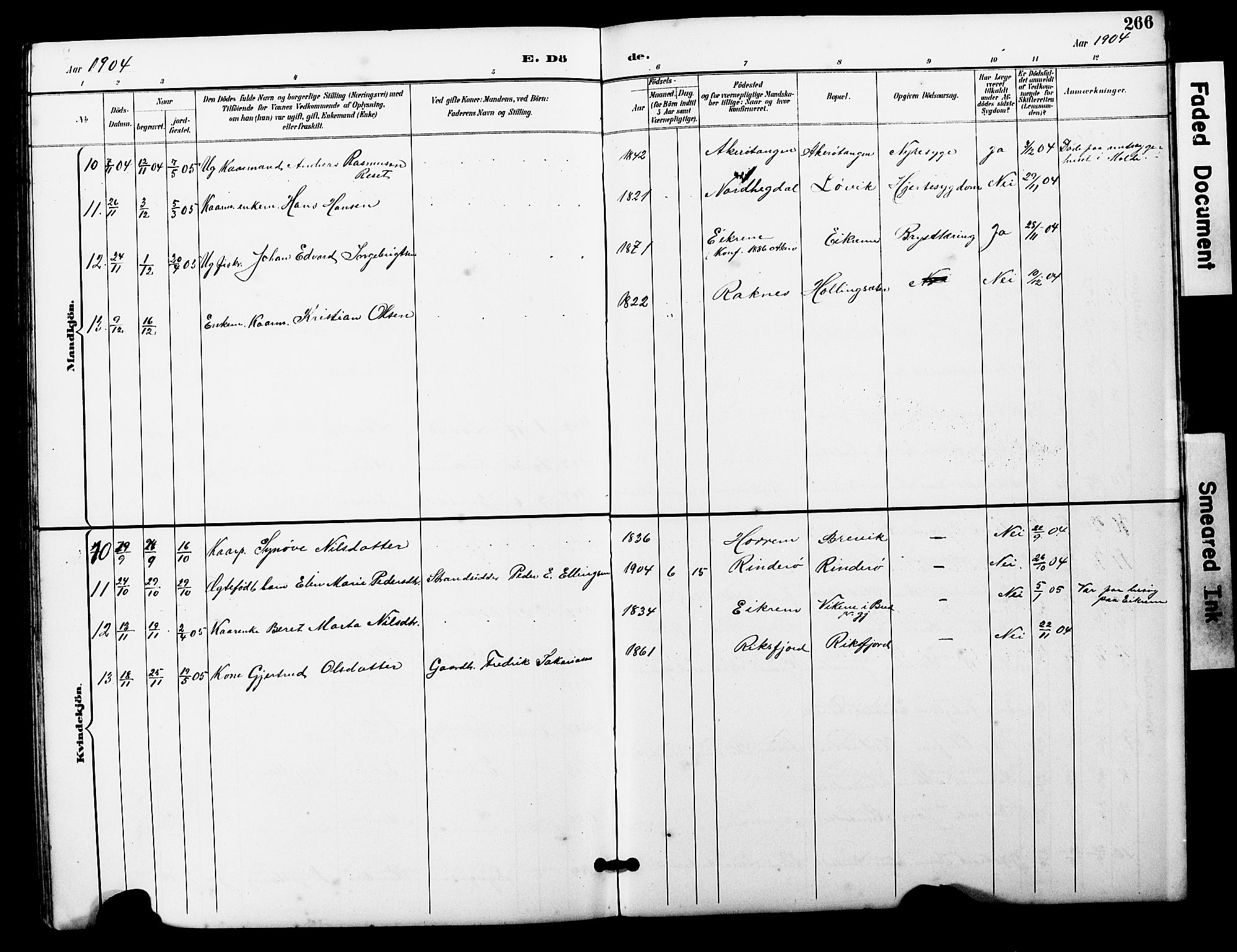 Ministerialprotokoller, klokkerbøker og fødselsregistre - Møre og Romsdal, AV/SAT-A-1454/560/L0725: Parish register (copy) no. 560C02, 1895-1930, p. 266