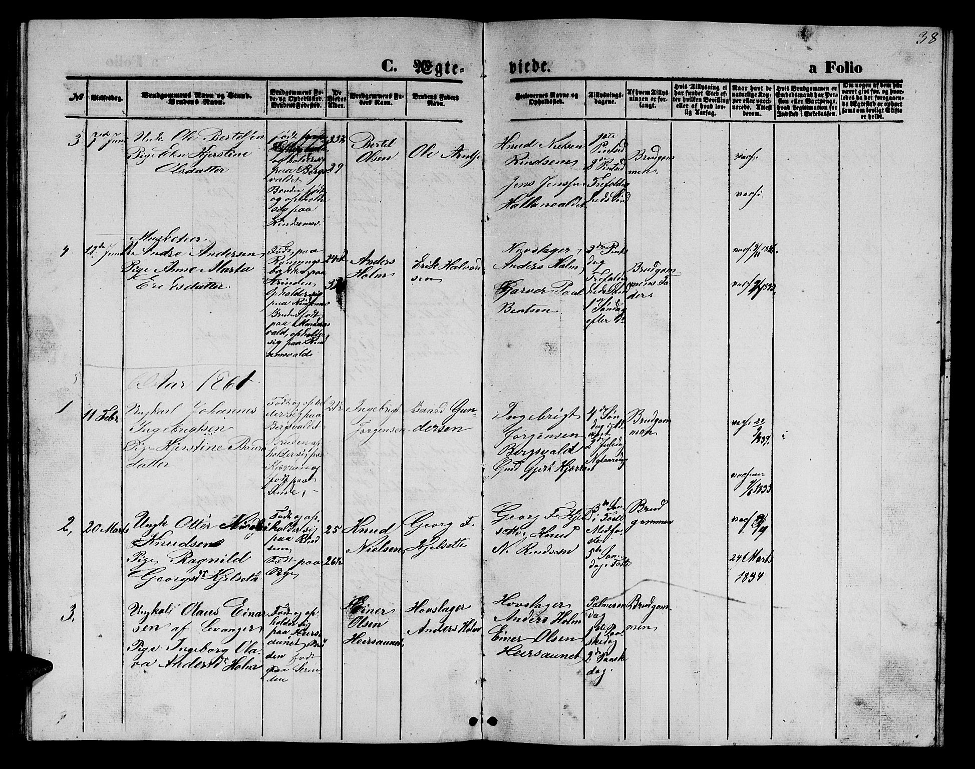 Ministerialprotokoller, klokkerbøker og fødselsregistre - Nord-Trøndelag, SAT/A-1458/726/L0270: Parish register (copy) no. 726C01, 1858-1868, p. 38