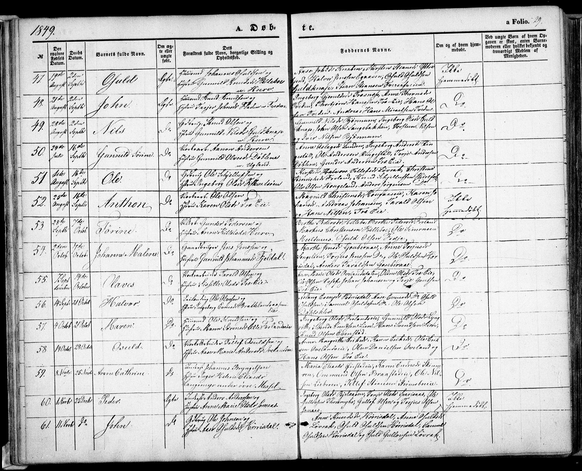 Froland sokneprestkontor, SAK/1111-0013/F/Fa/L0002: Parish register (official) no. A 2, 1845-1863, p. 29