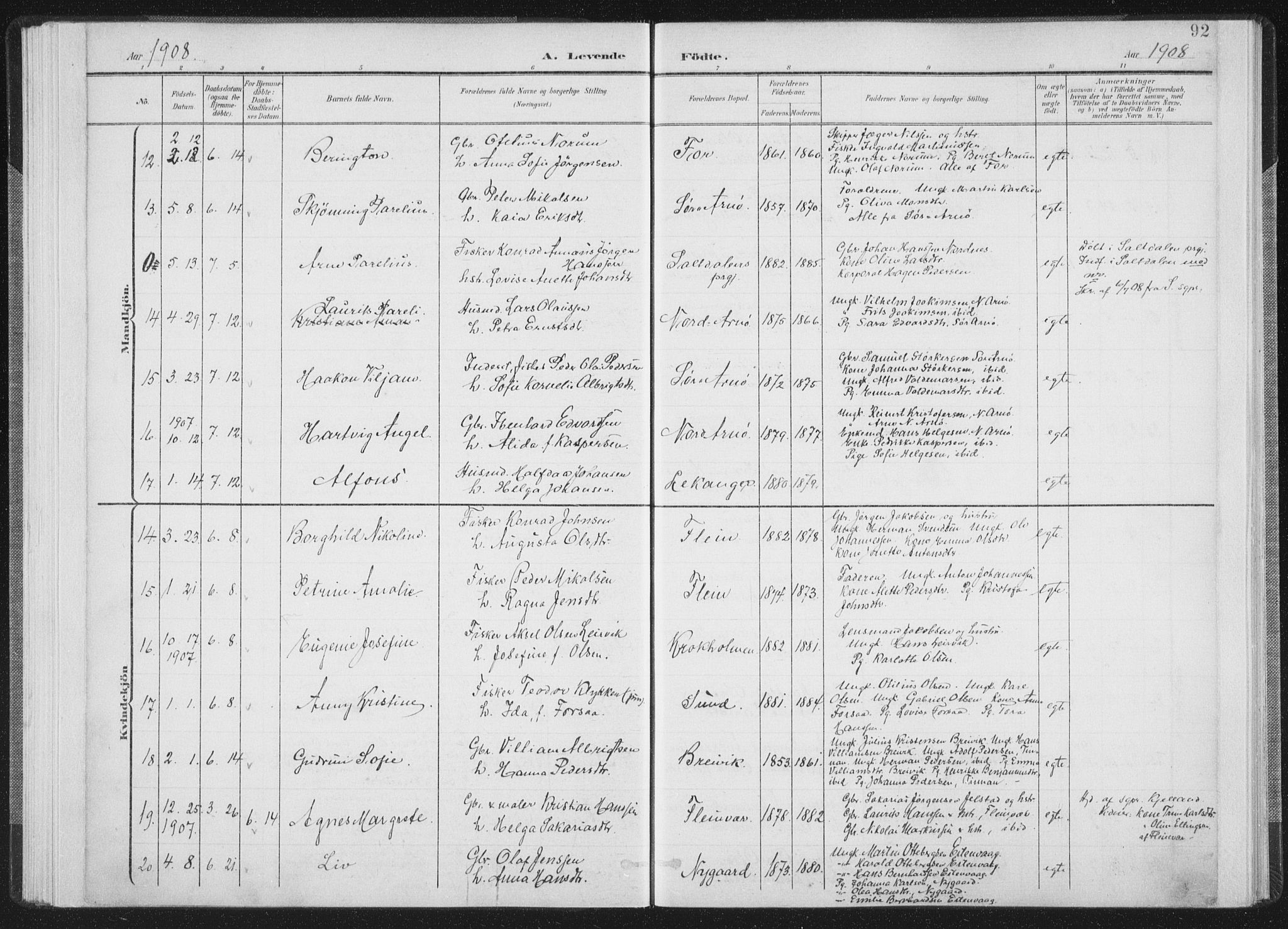 Ministerialprotokoller, klokkerbøker og fødselsregistre - Nordland, SAT/A-1459/805/L0102: Parish register (official) no. 805A08I, 1900-1909, p. 92