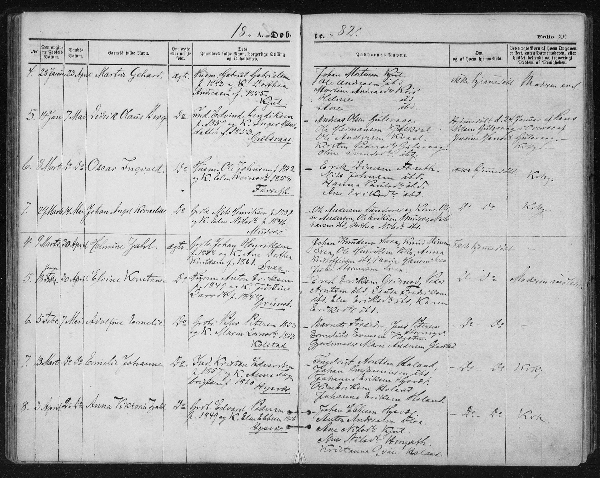 Ministerialprotokoller, klokkerbøker og fødselsregistre - Nordland, AV/SAT-A-1459/816/L0241: Parish register (official) no. 816A07, 1870-1885, p. 78