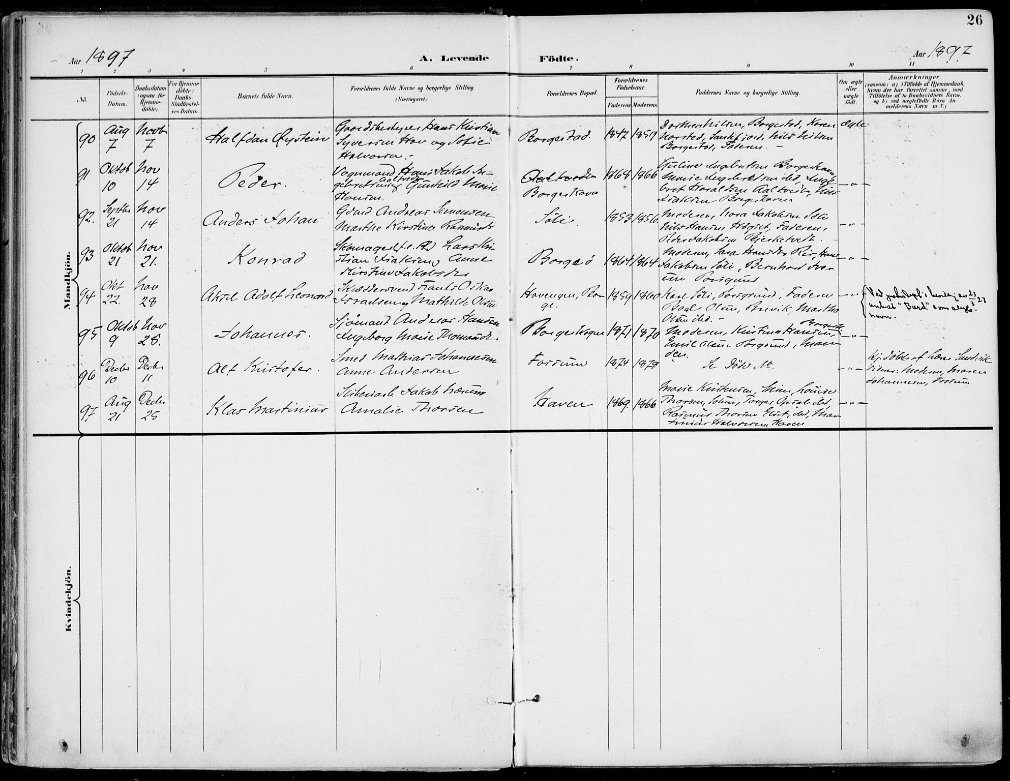 Gjerpen kirkebøker, AV/SAKO-A-265/F/Fa/L0011: Parish register (official) no. I 11, 1896-1904, p. 26