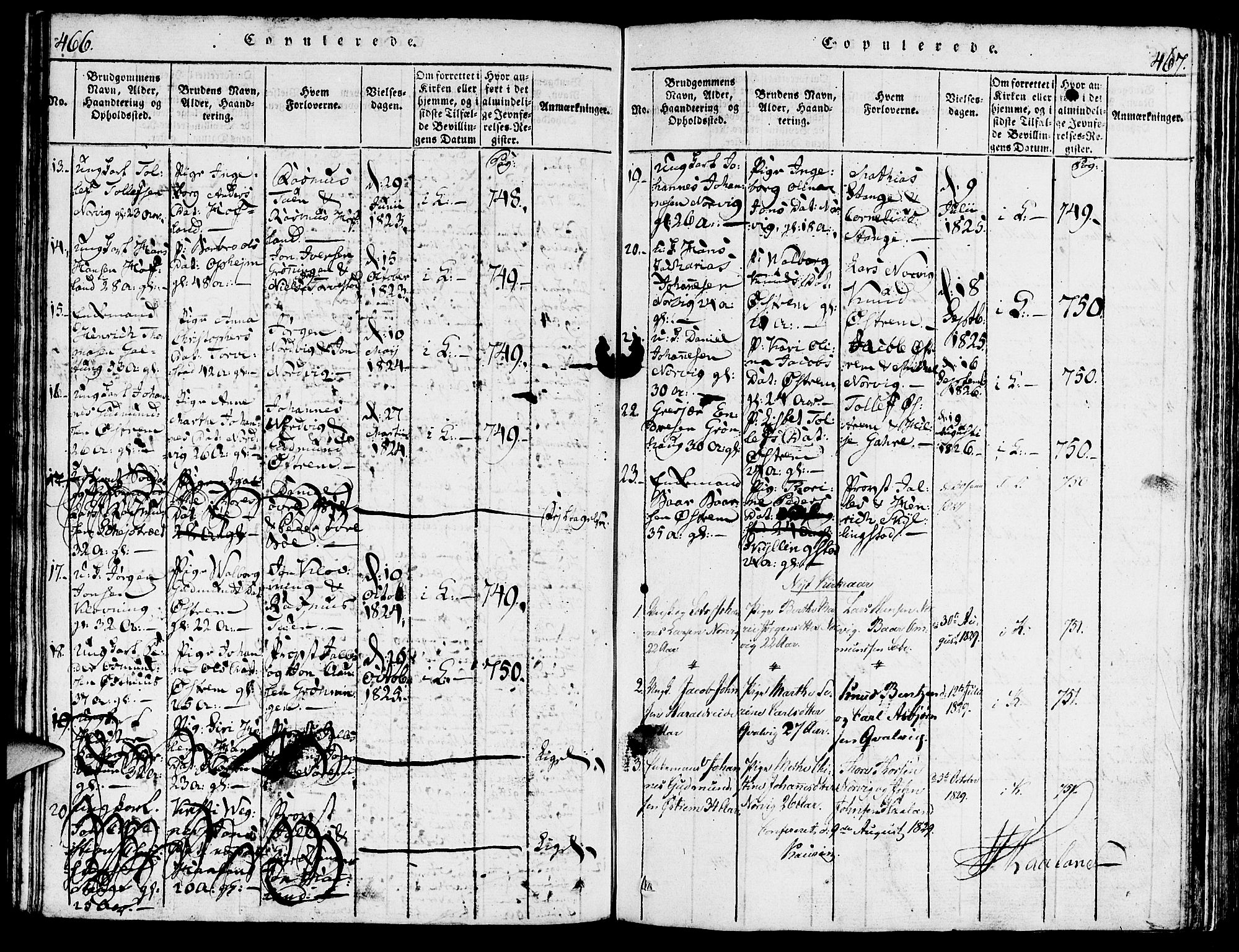 Torvastad sokneprestkontor, AV/SAST-A -101857/H/Ha/Haa/L0003: Parish register (official) no. A 3 /2, 1817-1837, p. 466-467