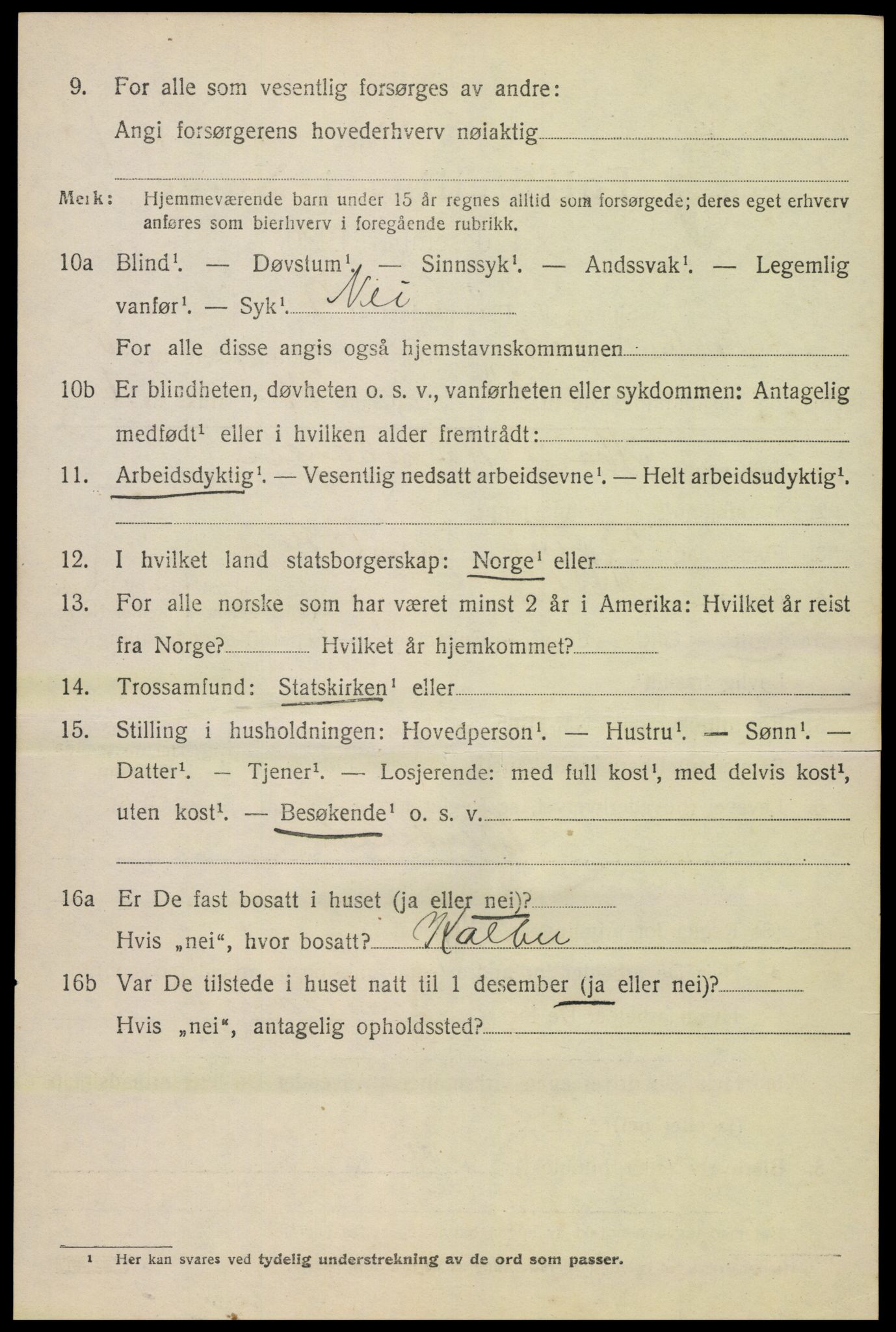 SAH, 1920 census for Vestre Toten, 1920, p. 7593