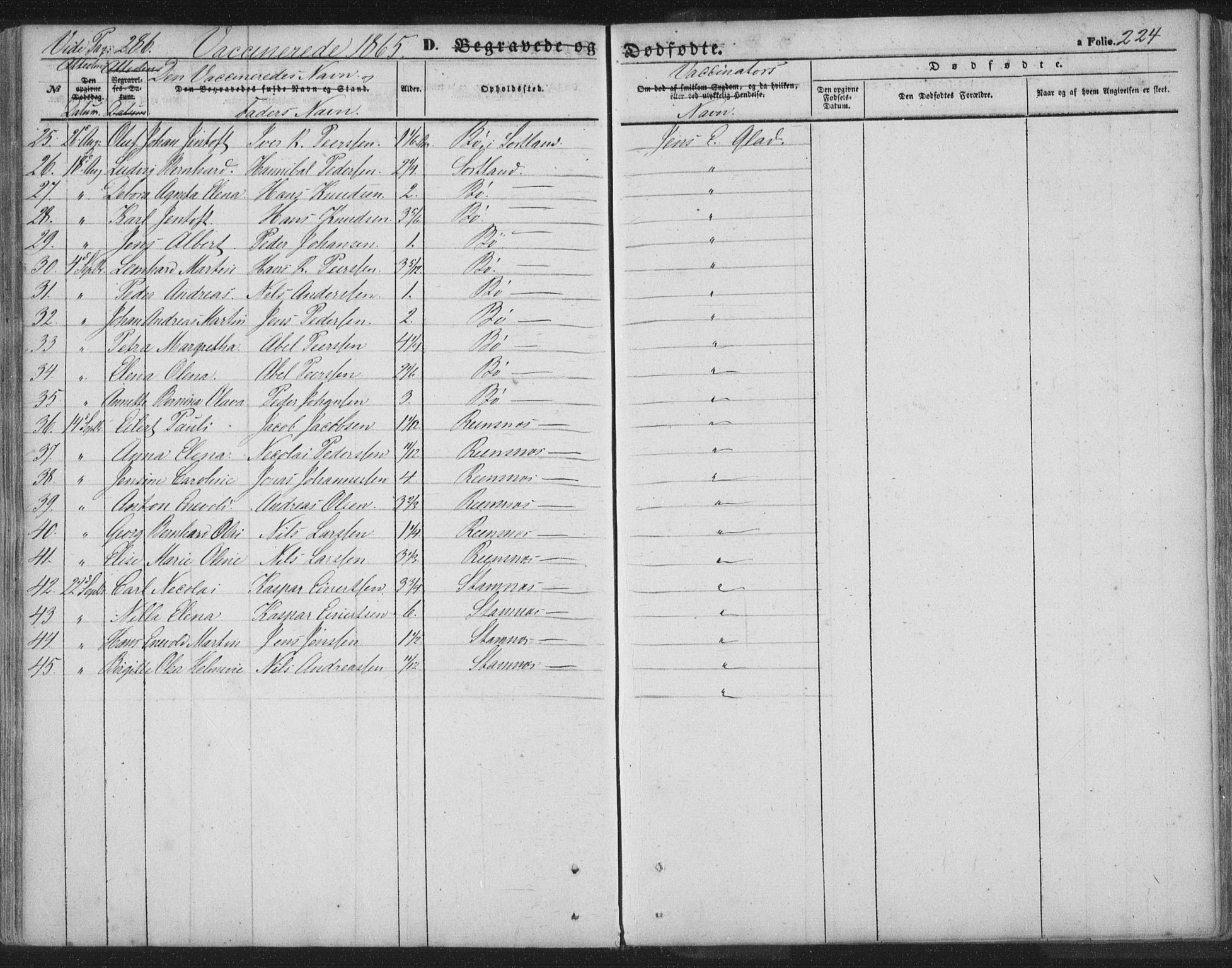Ministerialprotokoller, klokkerbøker og fødselsregistre - Nordland, SAT/A-1459/895/L1369: Parish register (official) no. 895A04, 1852-1872, p. 224