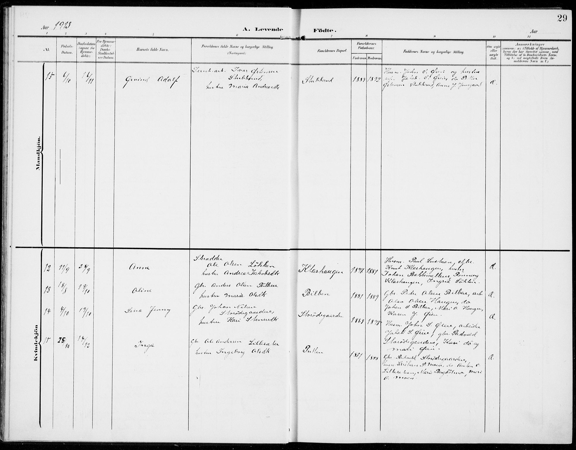 Sel prestekontor, SAH/PREST-074/H/Ha/Haa/L0001: Parish register (official) no. 1, 1905-1922, p. 29