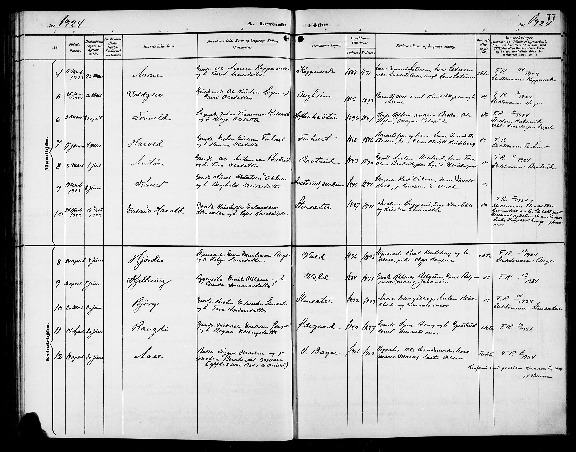 Sør-Aurdal prestekontor, AV/SAH-PREST-128/H/Ha/Hab/L0009: Parish register (copy) no. 9, 1894-1924, p. 77