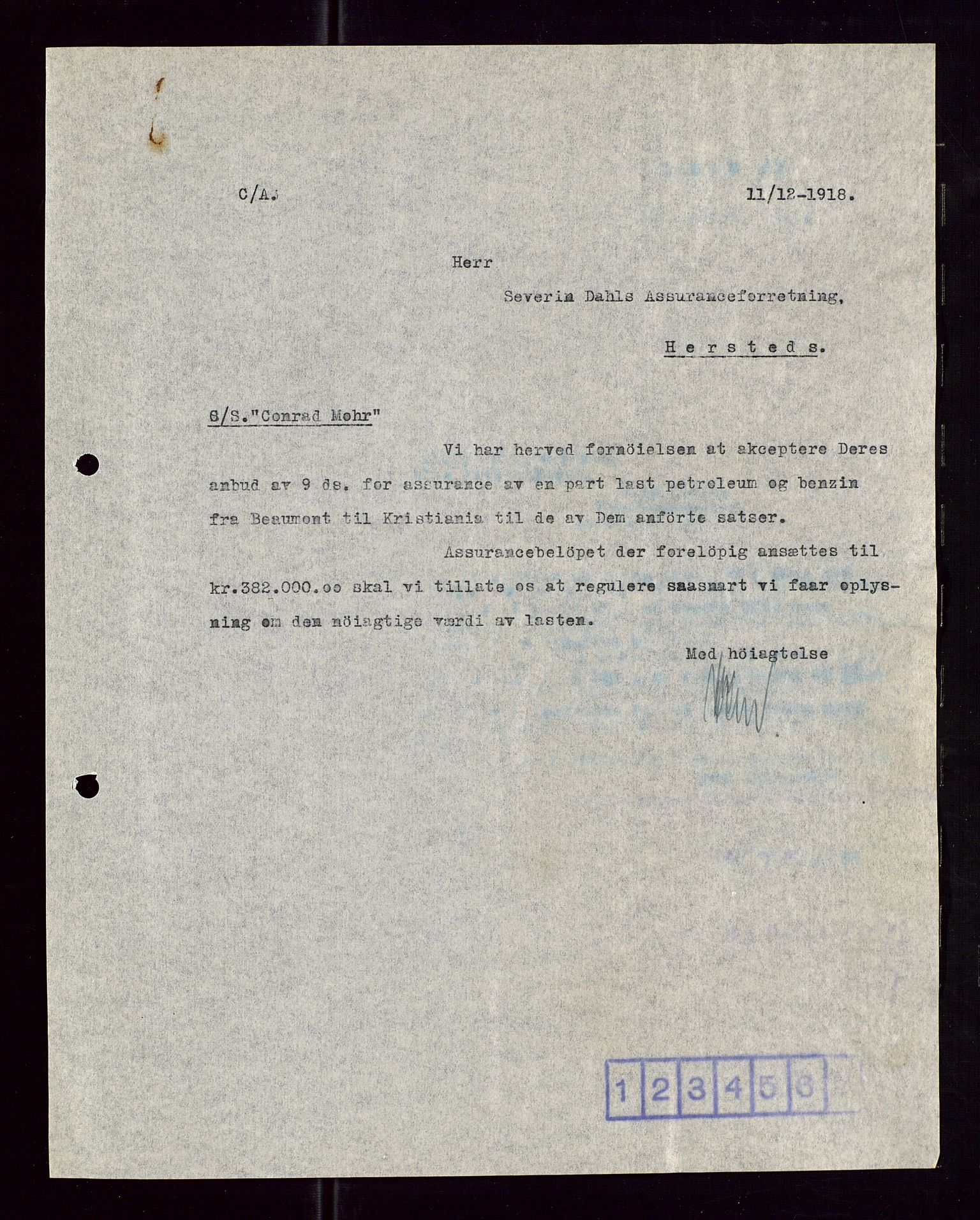 Pa 1521 - A/S Norske Shell, AV/SAST-A-101915/E/Ea/Eaa/L0005: Sjefskorrespondanse, 1918, p. 15