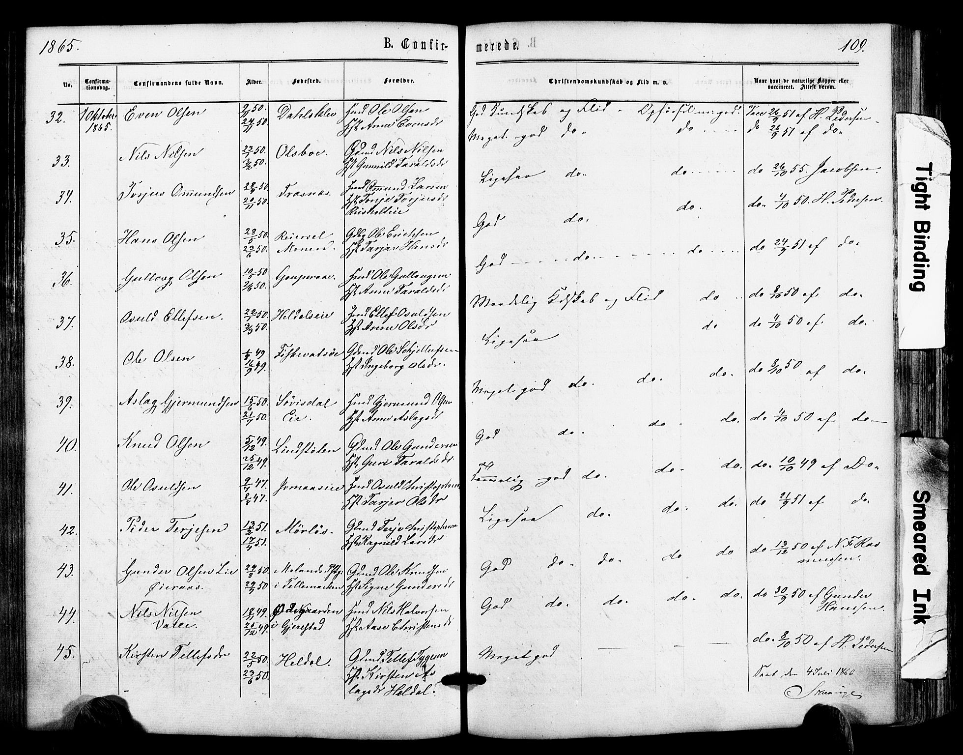 Froland sokneprestkontor, SAK/1111-0013/F/Fa/L0003: Parish register (official) no. A 3, 1864-1881, p. 109