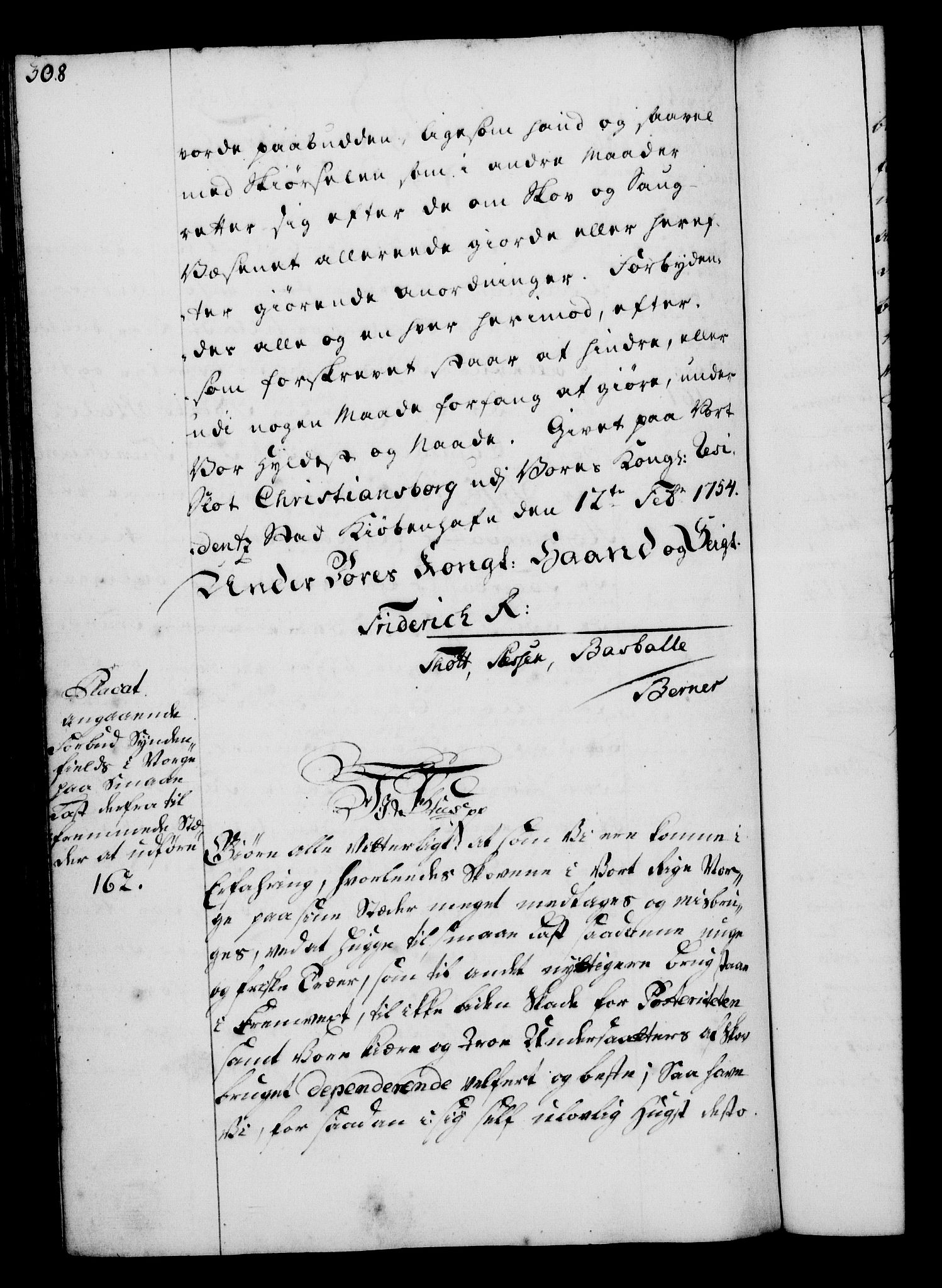 Rentekammeret, Kammerkanselliet, AV/RA-EA-3111/G/Gg/Gga/L0006: Norsk ekspedisjonsprotokoll med register (merket RK 53.6), 1749-1759, p. 308