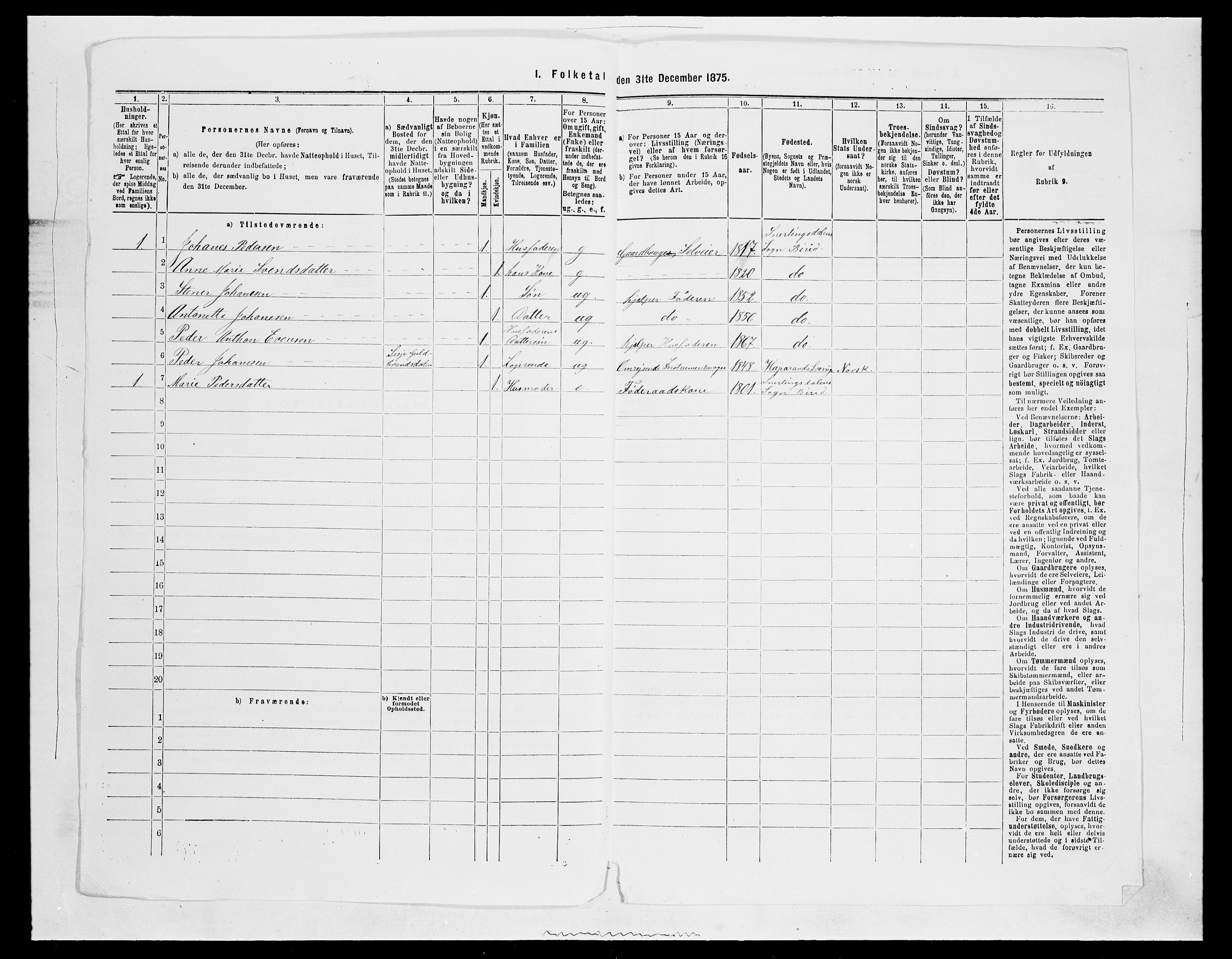 SAH, 1875 census for 0525P Biri, 1875, p. 1510