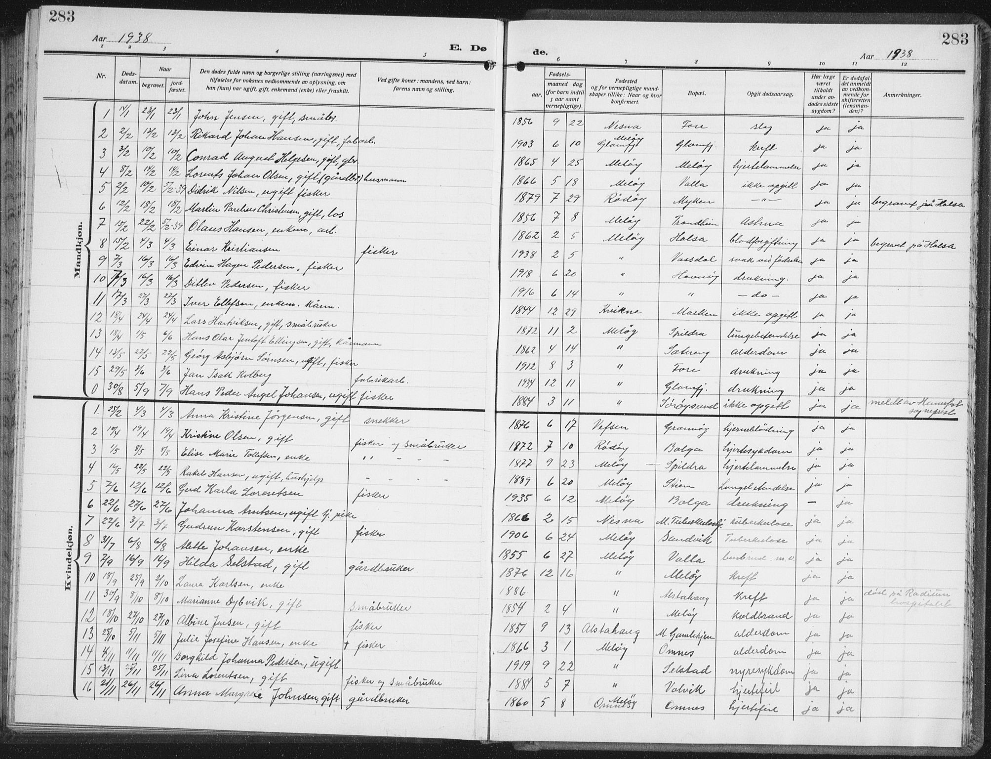 Ministerialprotokoller, klokkerbøker og fødselsregistre - Nordland, SAT/A-1459/843/L0640: Parish register (copy) no. 843C09, 1925-1941, p. 283