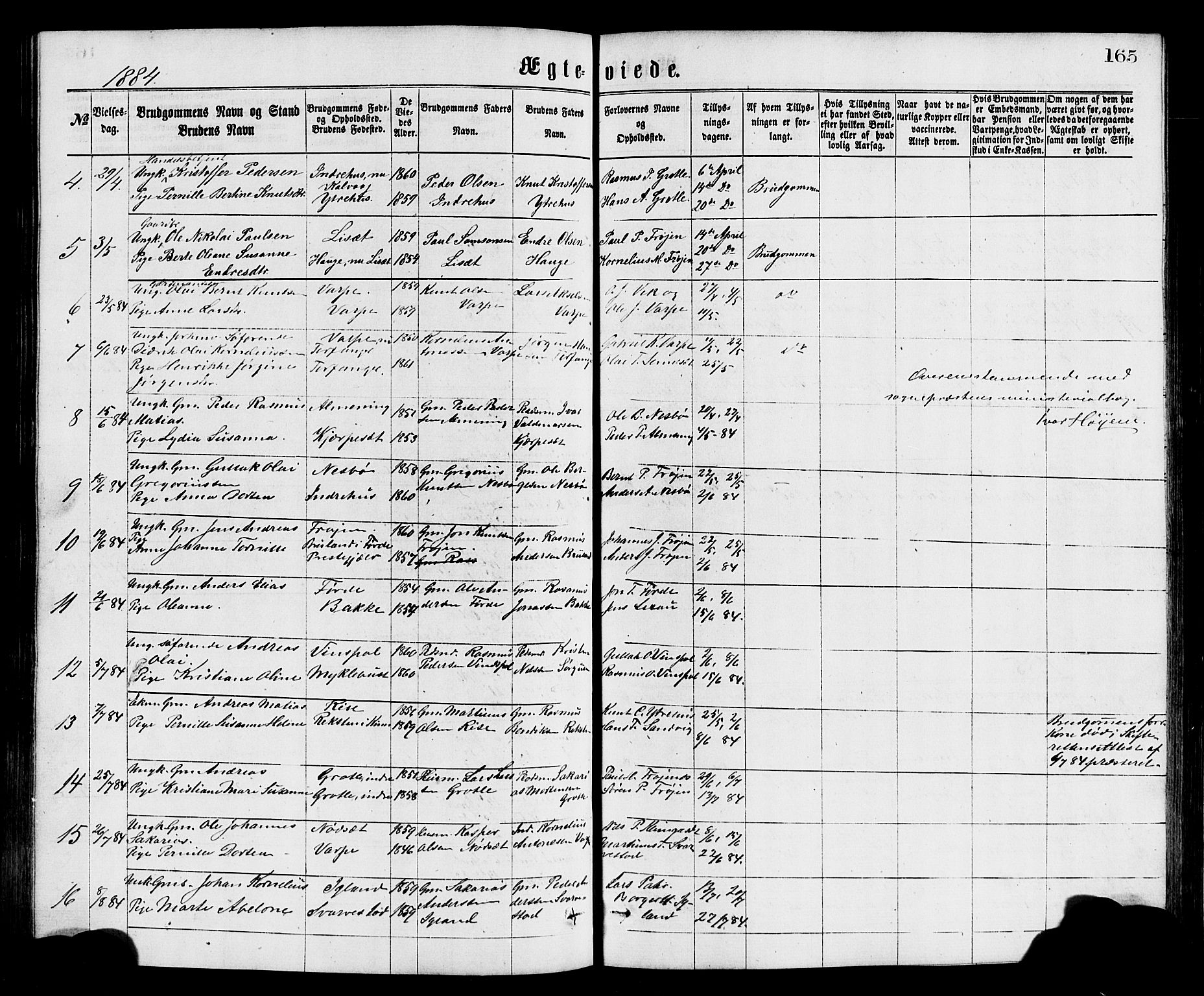 Bremanger sokneprestembete, SAB/A-82201/H/Hab/Haba/L0002: Parish register (copy) no. A 2, 1866-1889, p. 165