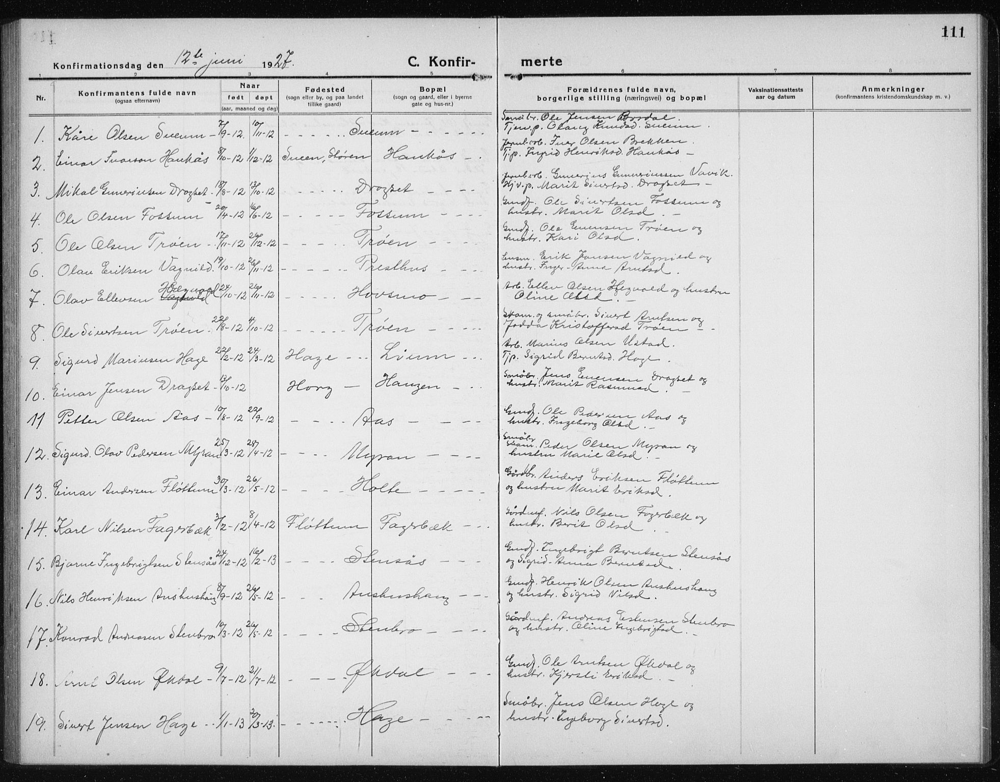 Ministerialprotokoller, klokkerbøker og fødselsregistre - Sør-Trøndelag, SAT/A-1456/689/L1045: Parish register (copy) no. 689C04, 1923-1940, p. 111