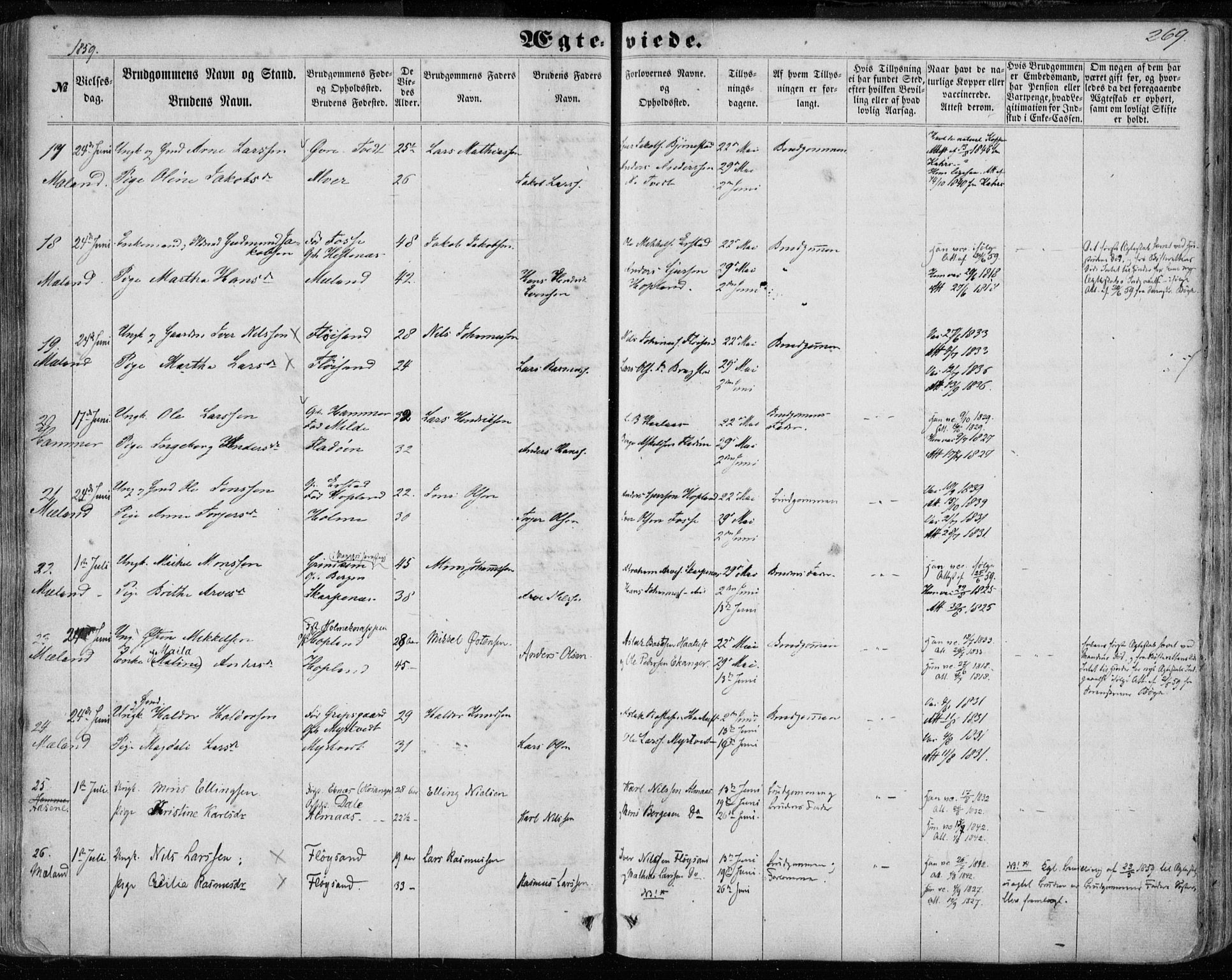 Hamre sokneprestembete, AV/SAB-A-75501/H/Ha/Haa/Haaa/L0014: Parish register (official) no. A 14, 1858-1872, p. 269