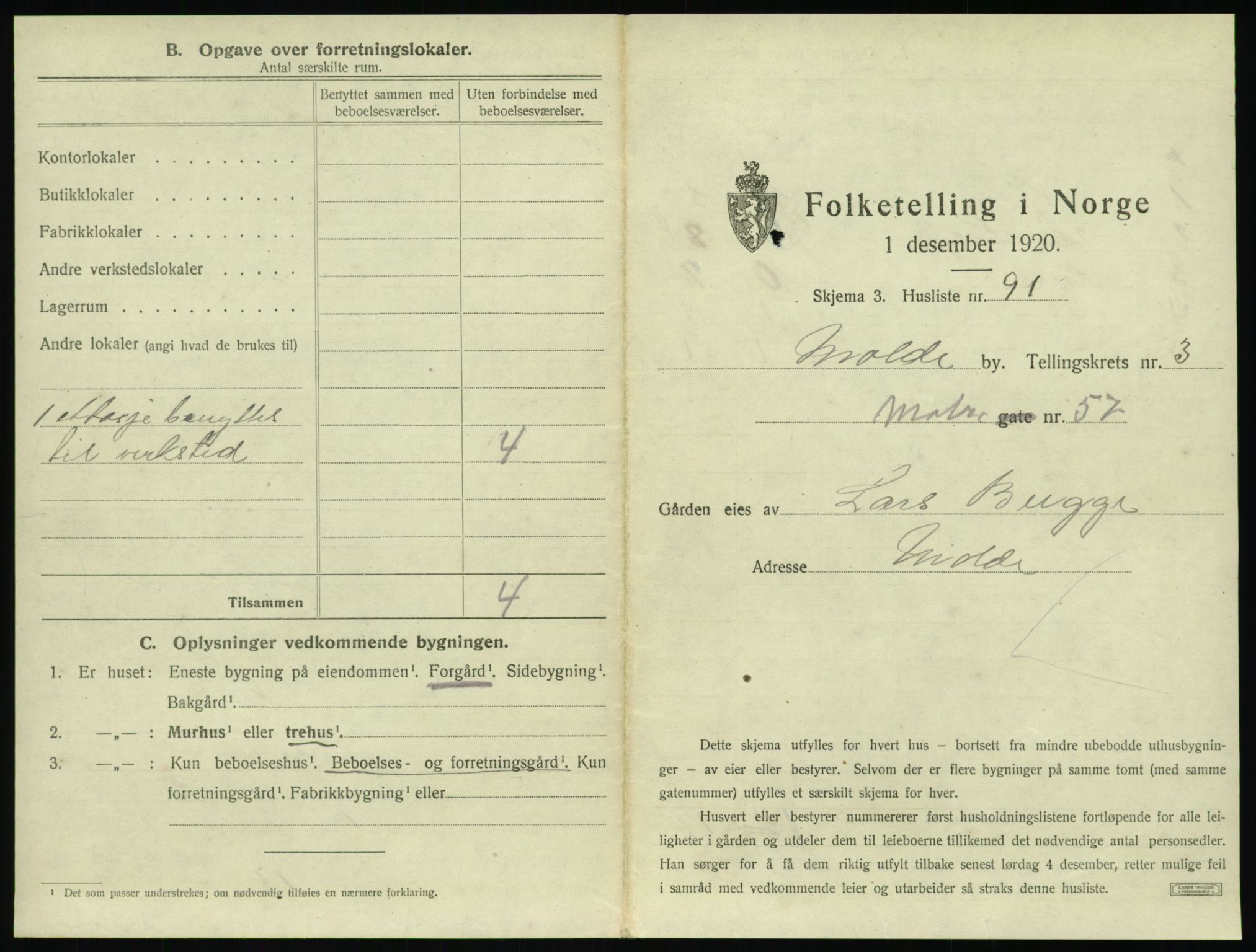 SAT, 1920 census for Molde, 1920, p. 401