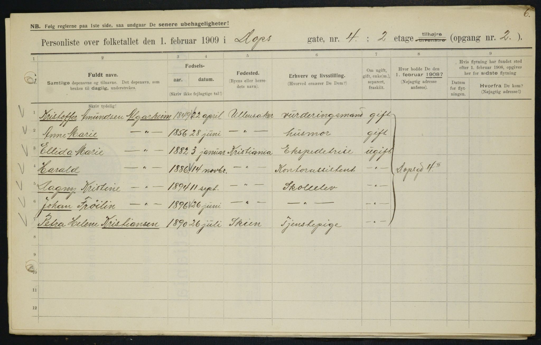 OBA, Municipal Census 1909 for Kristiania, 1909, p. 14499