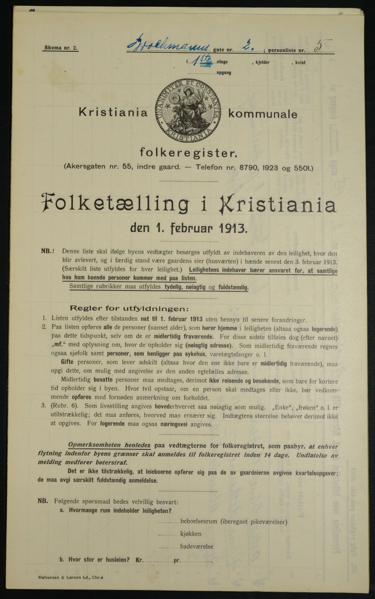 OBA, Municipal Census 1913 for Kristiania, 1913, p. 9550