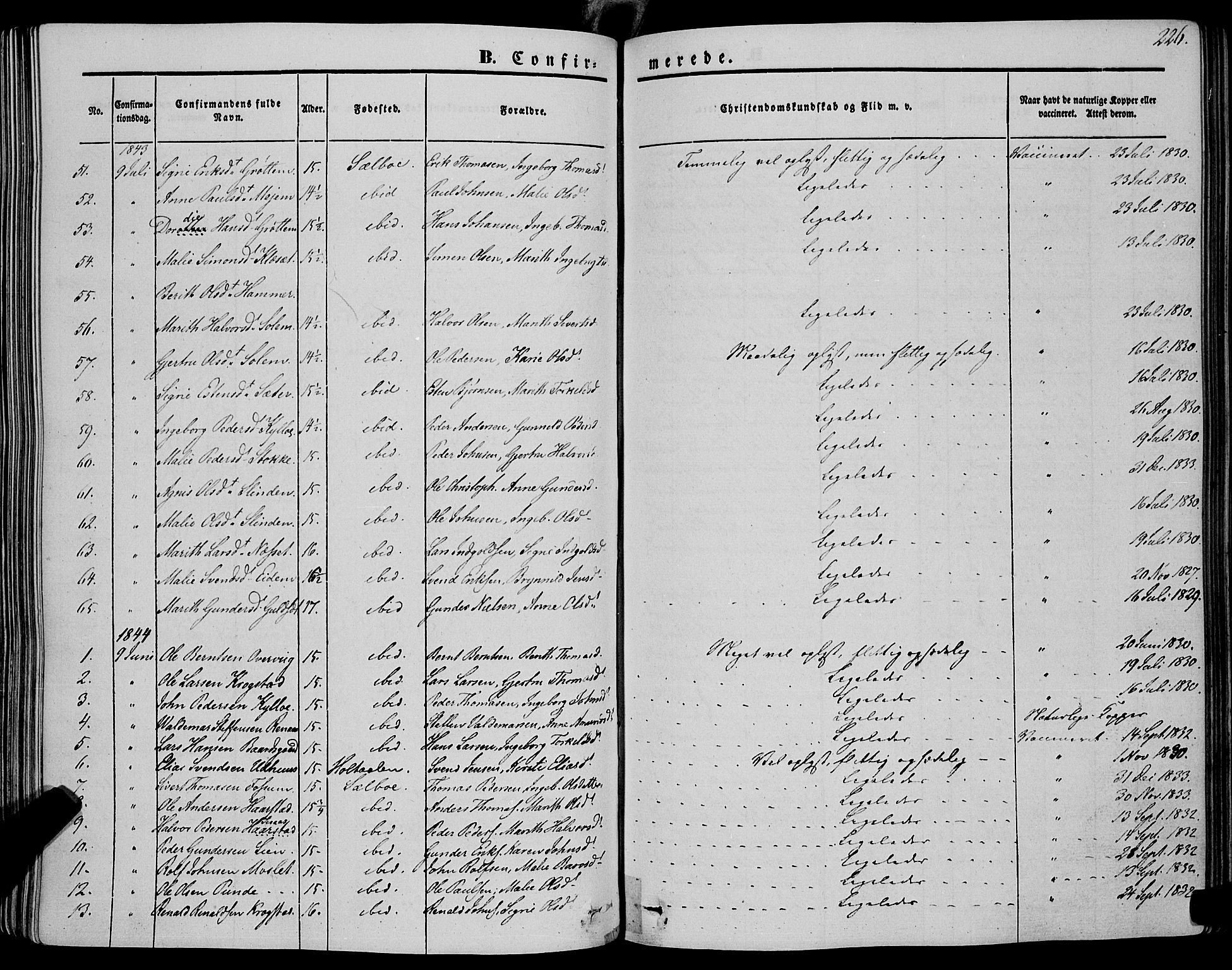 Ministerialprotokoller, klokkerbøker og fødselsregistre - Sør-Trøndelag, SAT/A-1456/695/L1145: Parish register (official) no. 695A06 /1, 1843-1859, p. 226