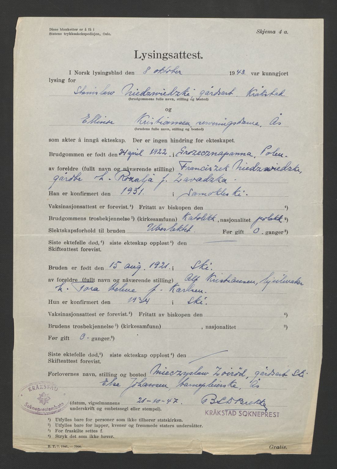 Follo sorenskriveri, AV/SAO-A-10274/L/La/Lab/L0003: Vigselsbok, 1946-1955