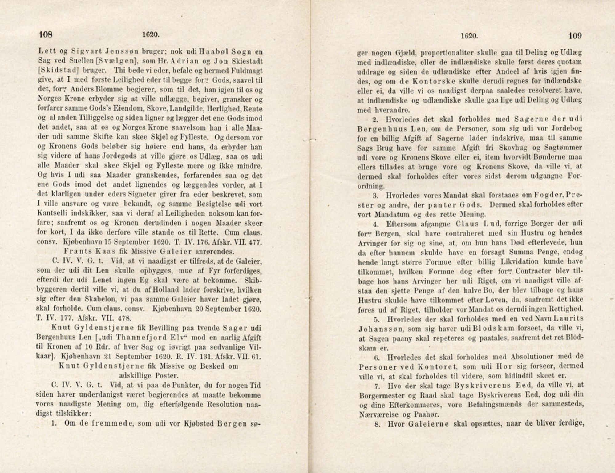 Publikasjoner utgitt av Det Norske Historiske Kildeskriftfond, PUBL/-/-/-: Norske Rigs-Registranter, bind 5, 1619-1627, p. 108-109