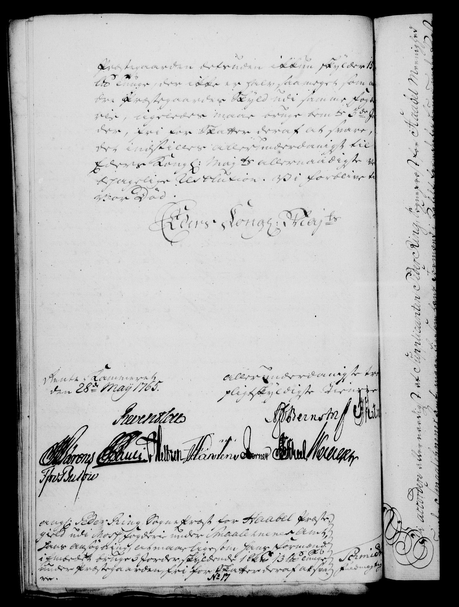 Rentekammeret, Kammerkanselliet, RA/EA-3111/G/Gf/Gfa/L0047: Norsk relasjons- og resolusjonsprotokoll (merket RK 52.47), 1765, p. 223