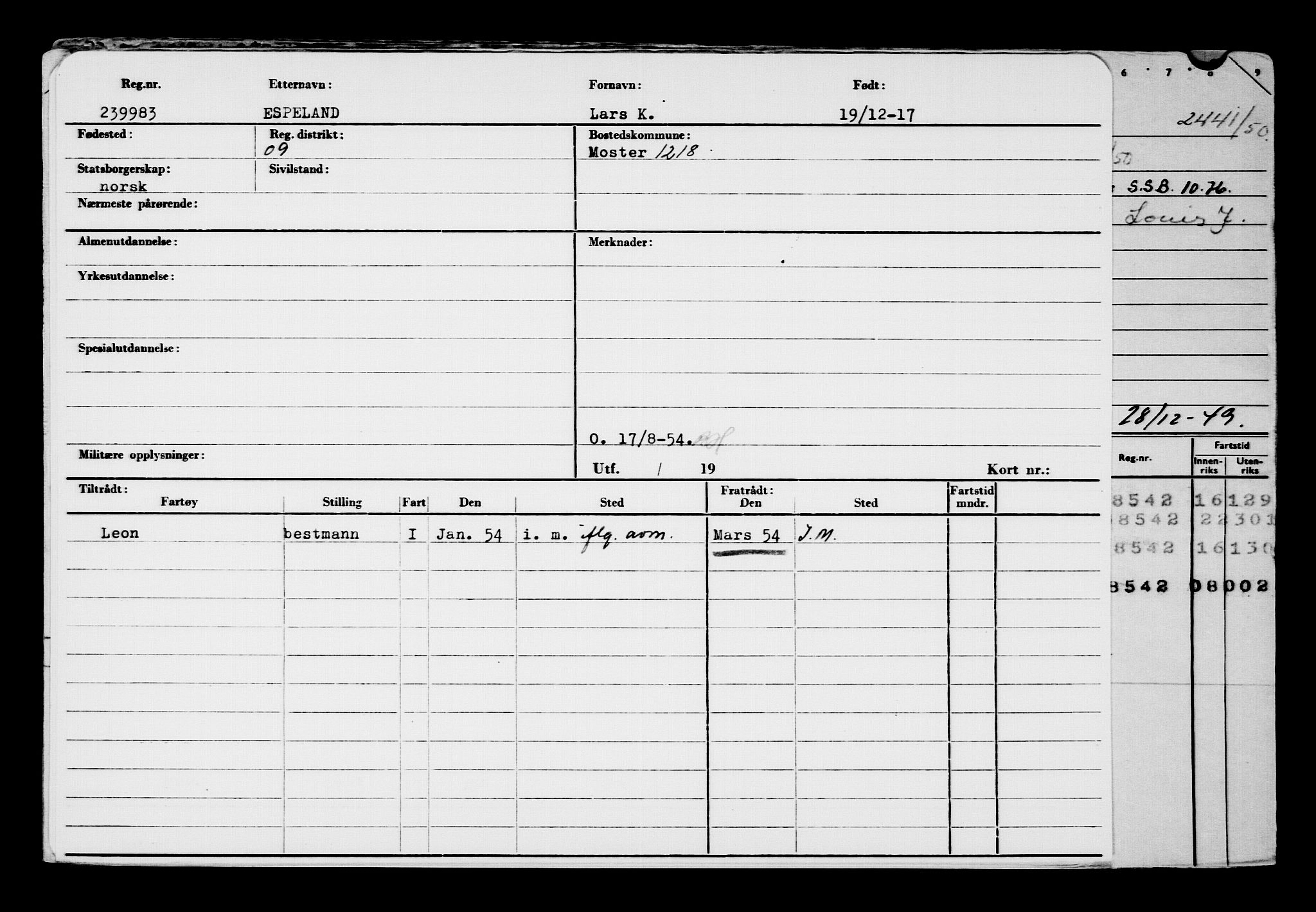 Direktoratet for sjømenn, AV/RA-S-3545/G/Gb/L0154: Hovedkort, 1917-1918, p. 78