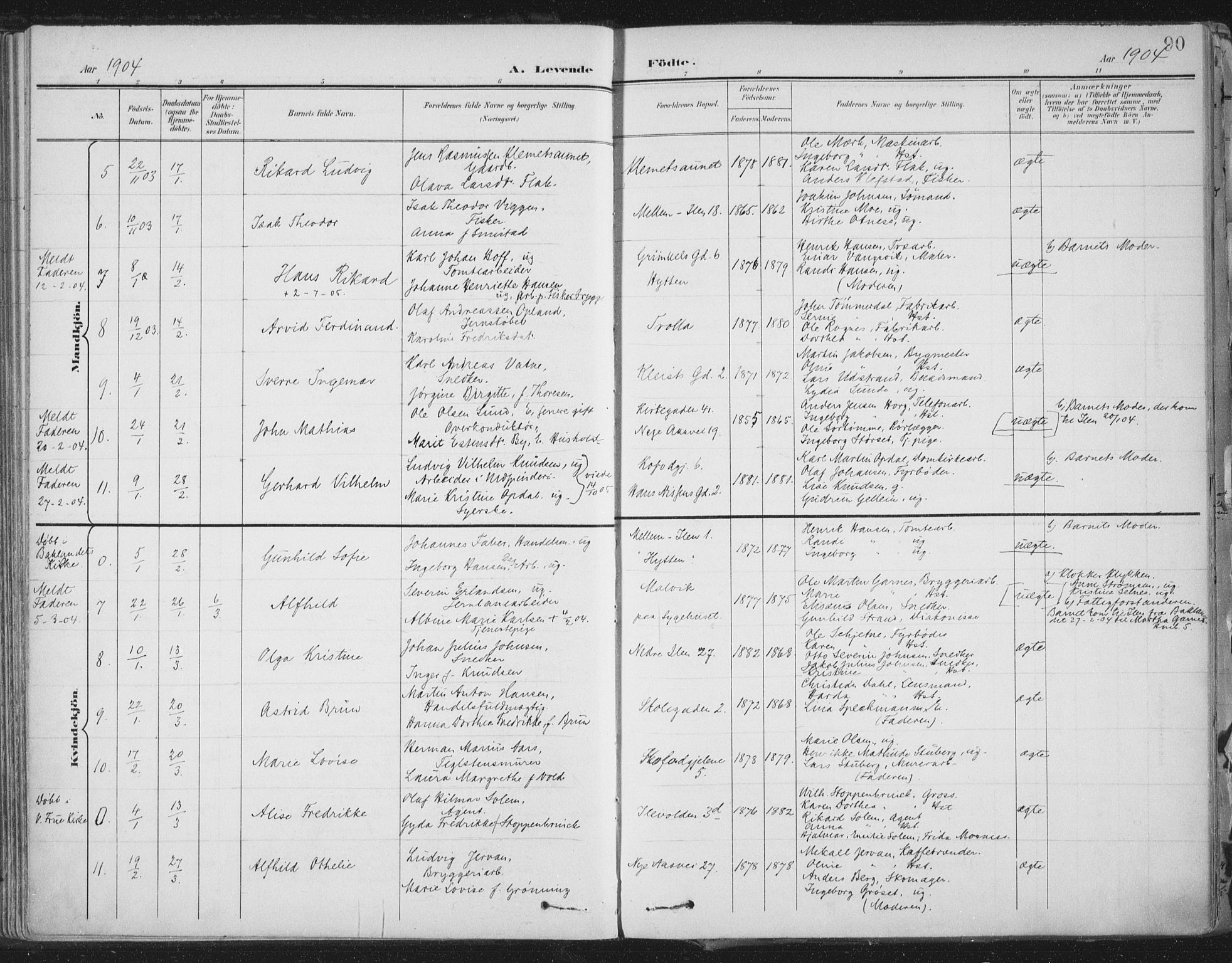 Ministerialprotokoller, klokkerbøker og fødselsregistre - Sør-Trøndelag, SAT/A-1456/603/L0167: Parish register (official) no. 603A06, 1896-1932, p. 90