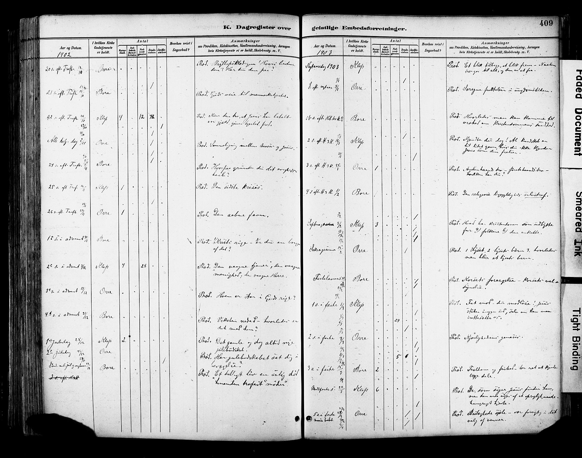 Klepp sokneprestkontor, SAST/A-101803/001/3/30BA/L0009: Parish register (official) no. A 7, 1886-1915, p. 409