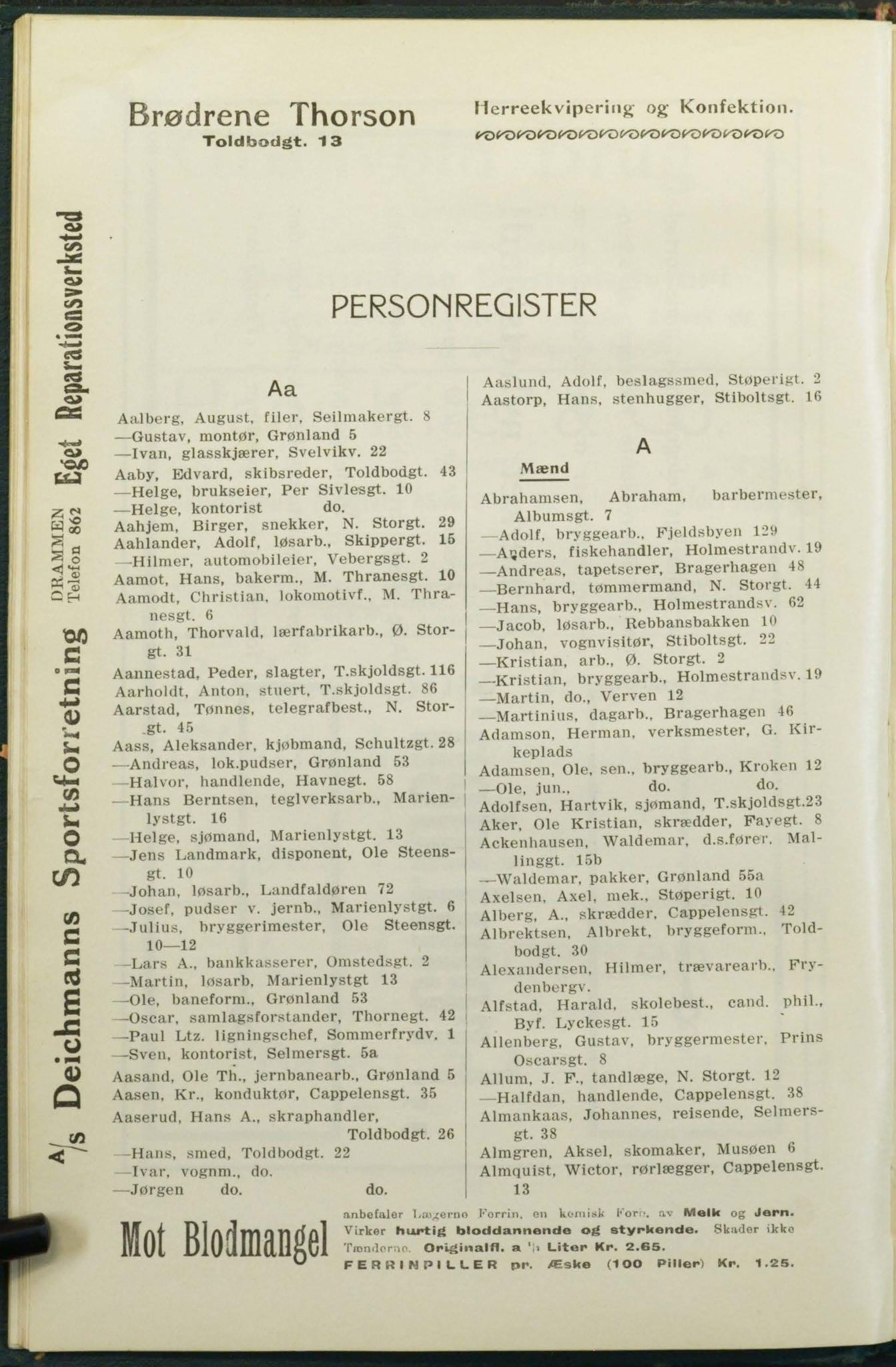 Drammen adressebok, DRMK/-, 1916-1917, p. 28