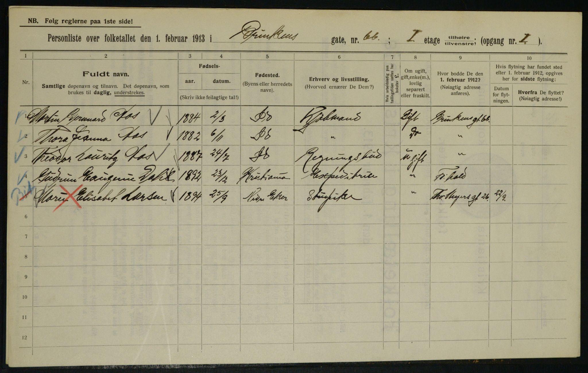 OBA, Municipal Census 1913 for Kristiania, 1913, p. 9065