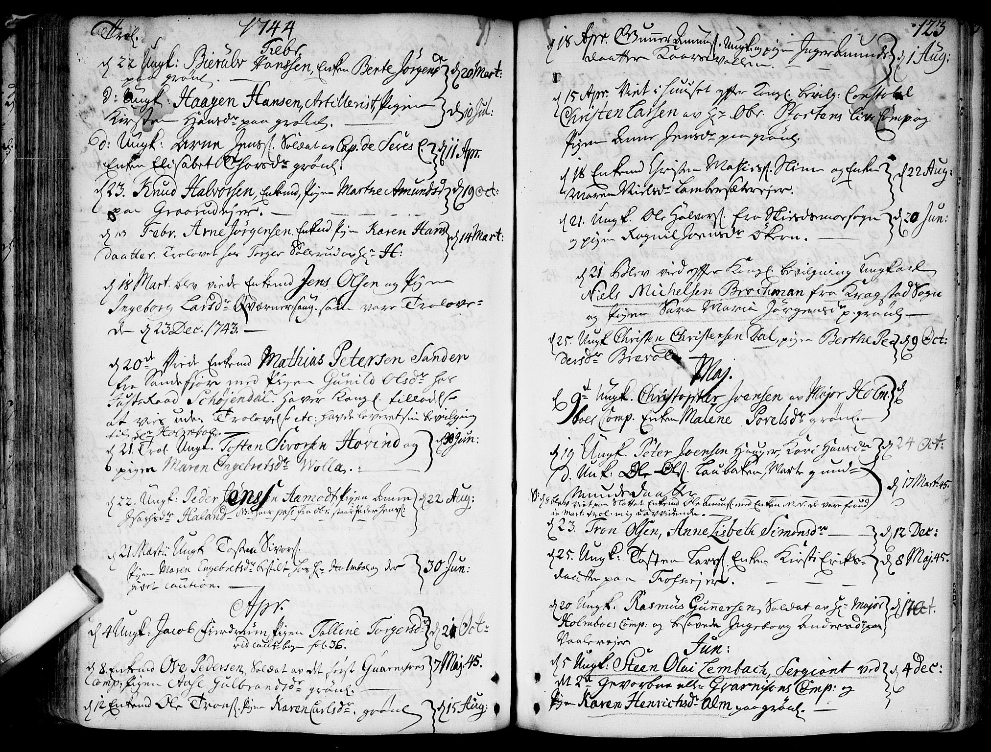 Aker prestekontor kirkebøker, AV/SAO-A-10861/F/L0007: Parish register (official) no. 7, 1734-1748, p. 123