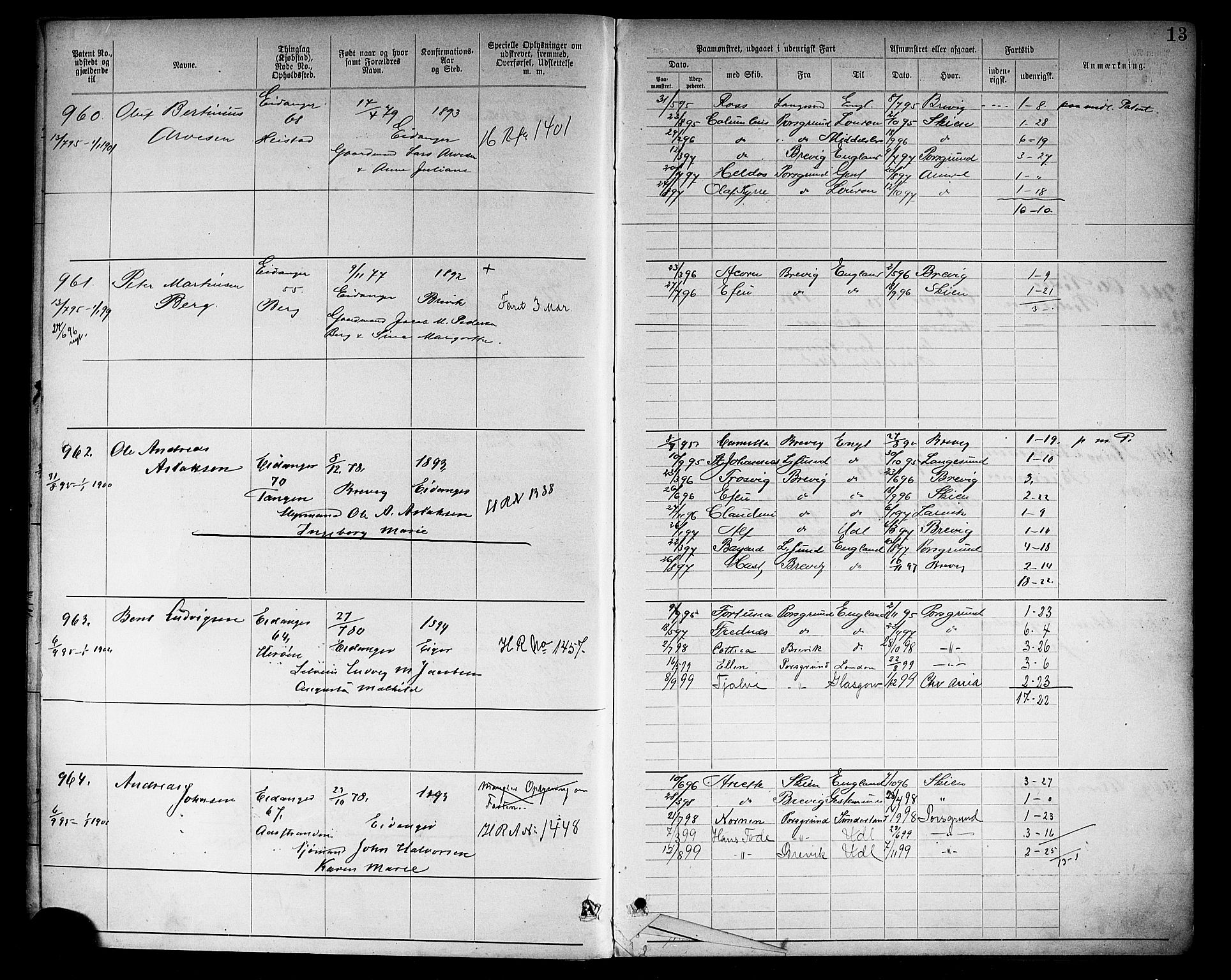 Brevik innrulleringskontor, AV/SAKO-A-833/F/Fa/L0003: Annotasjonsrulle, 1893-1911, p. 15
