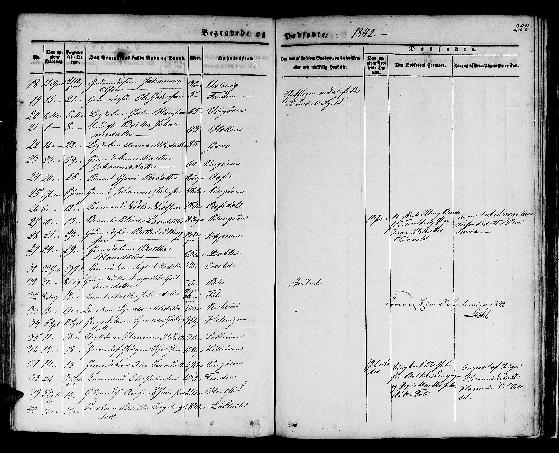 Vik sokneprestembete, AV/SAB-A-81501/H/Haa/Haaa/L0007: Parish register (official) no. A 7, 1831-1845, p. 227