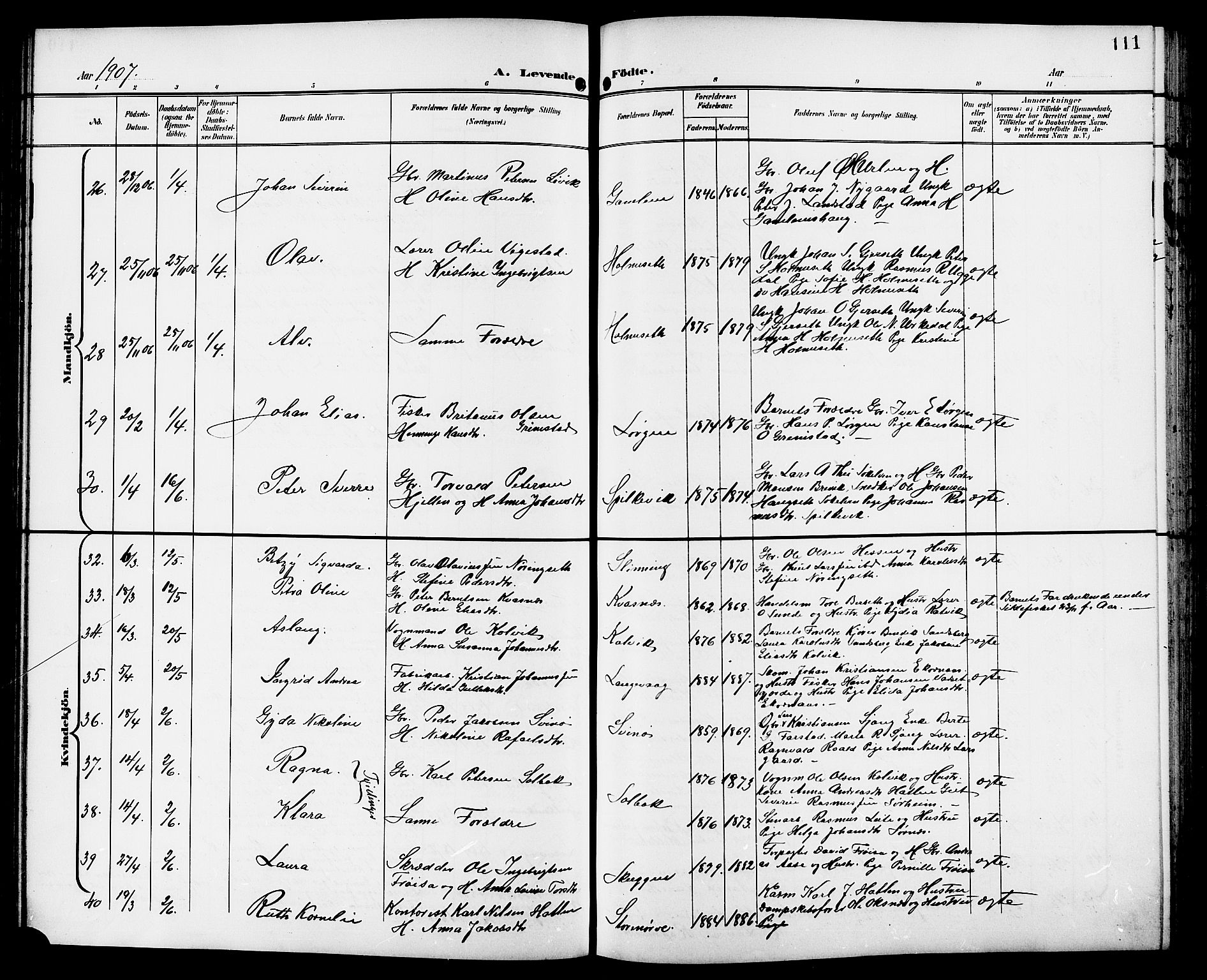 Ministerialprotokoller, klokkerbøker og fødselsregistre - Møre og Romsdal, AV/SAT-A-1454/528/L0432: Parish register (copy) no. 528C13, 1898-1918, p. 111