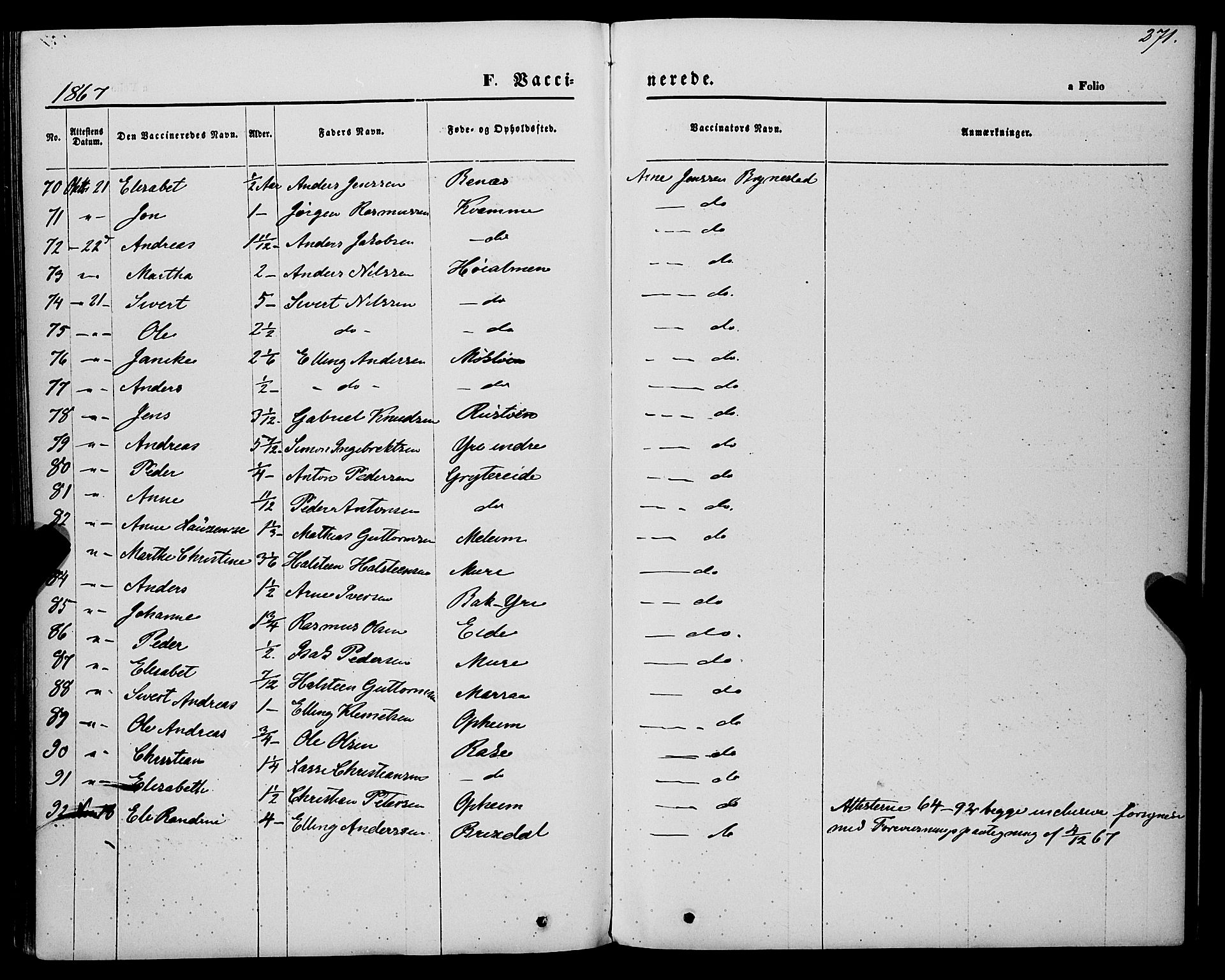 Innvik sokneprestembete, AV/SAB-A-80501: Parish register (official) no. A 6, 1865-1878, p. 271