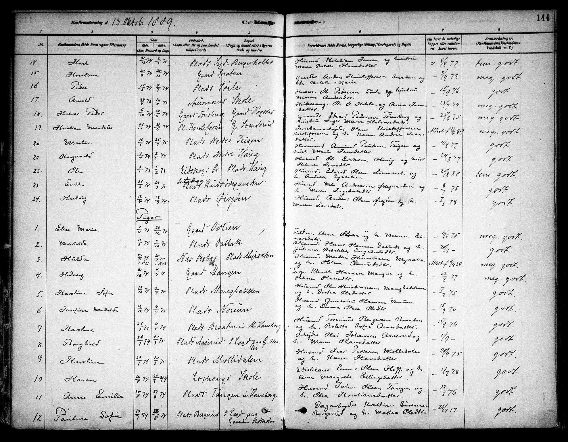 Aurskog prestekontor Kirkebøker, SAO/A-10304a/F/Fa/L0008: Parish register (official) no. I 8, 1878-1937, p. 144