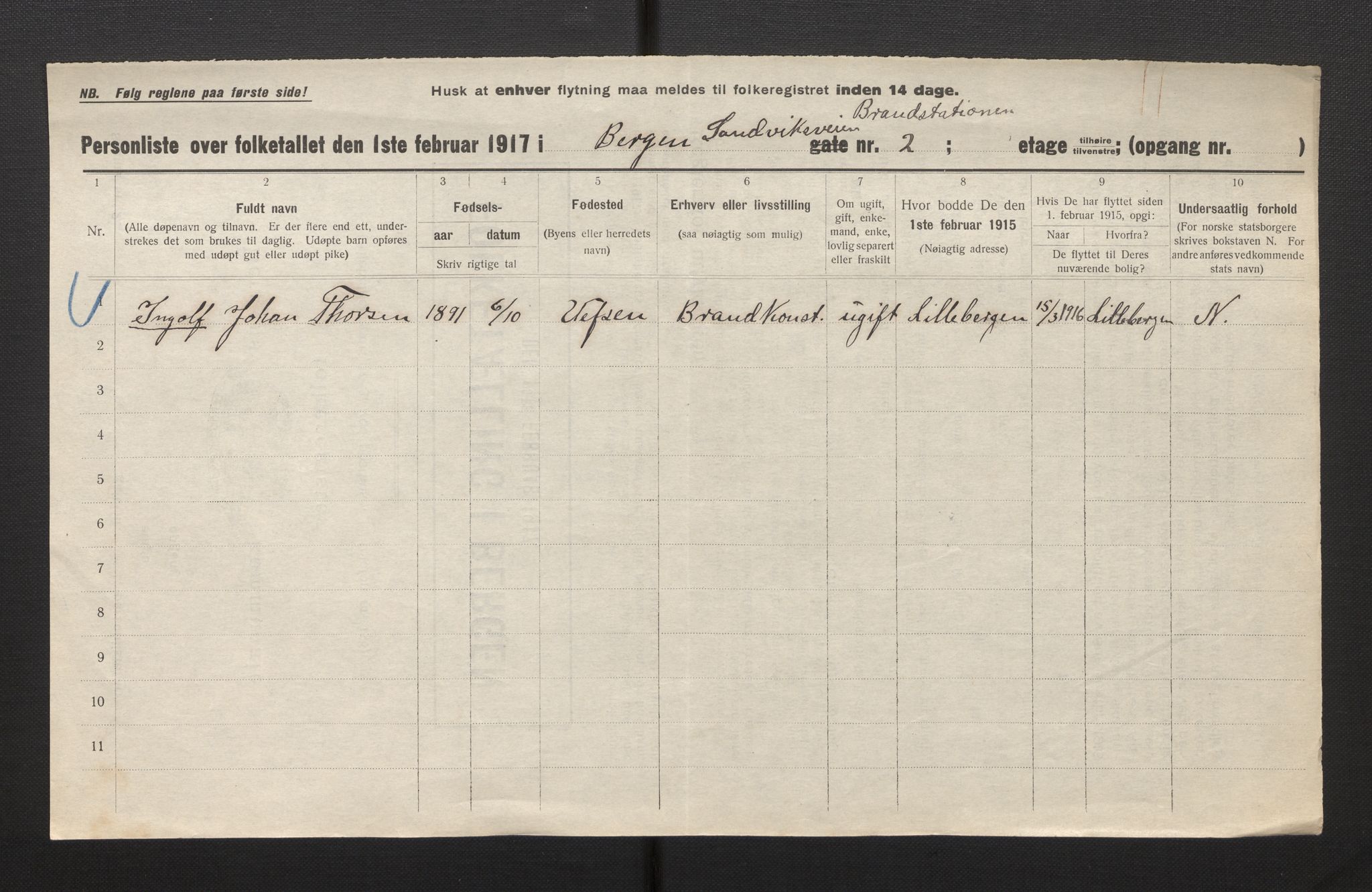 SAB, Municipal Census 1917 for Bergen, 1917, p. 32095