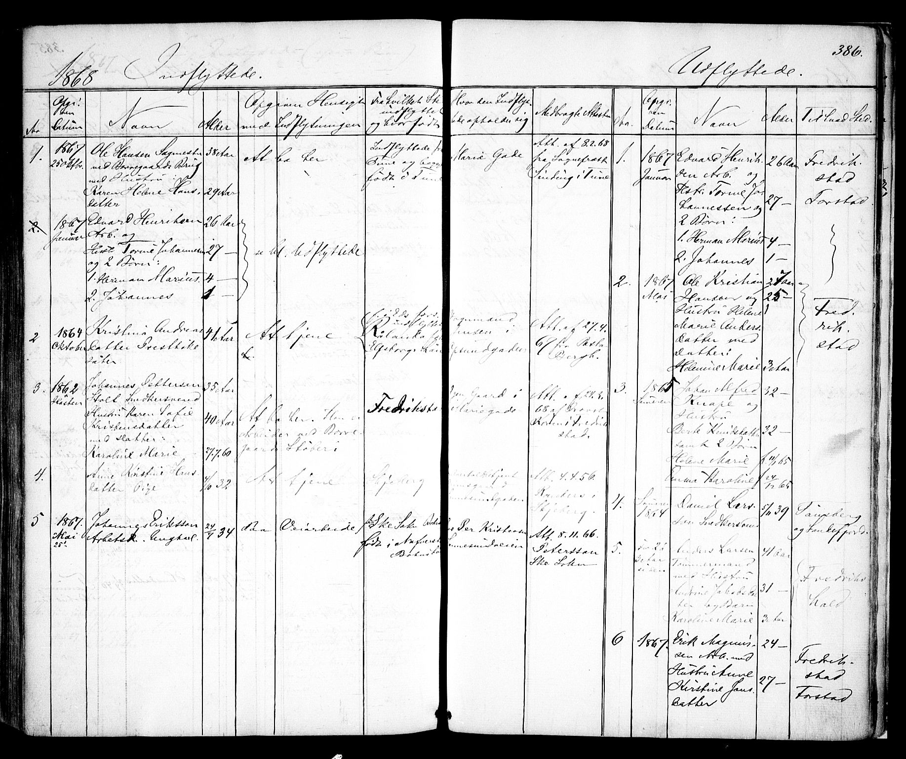 Sarpsborg prestekontor Kirkebøker, SAO/A-2006/F/Fa/L0001: Parish register (official) no. 1, 1859-1868, p. 386