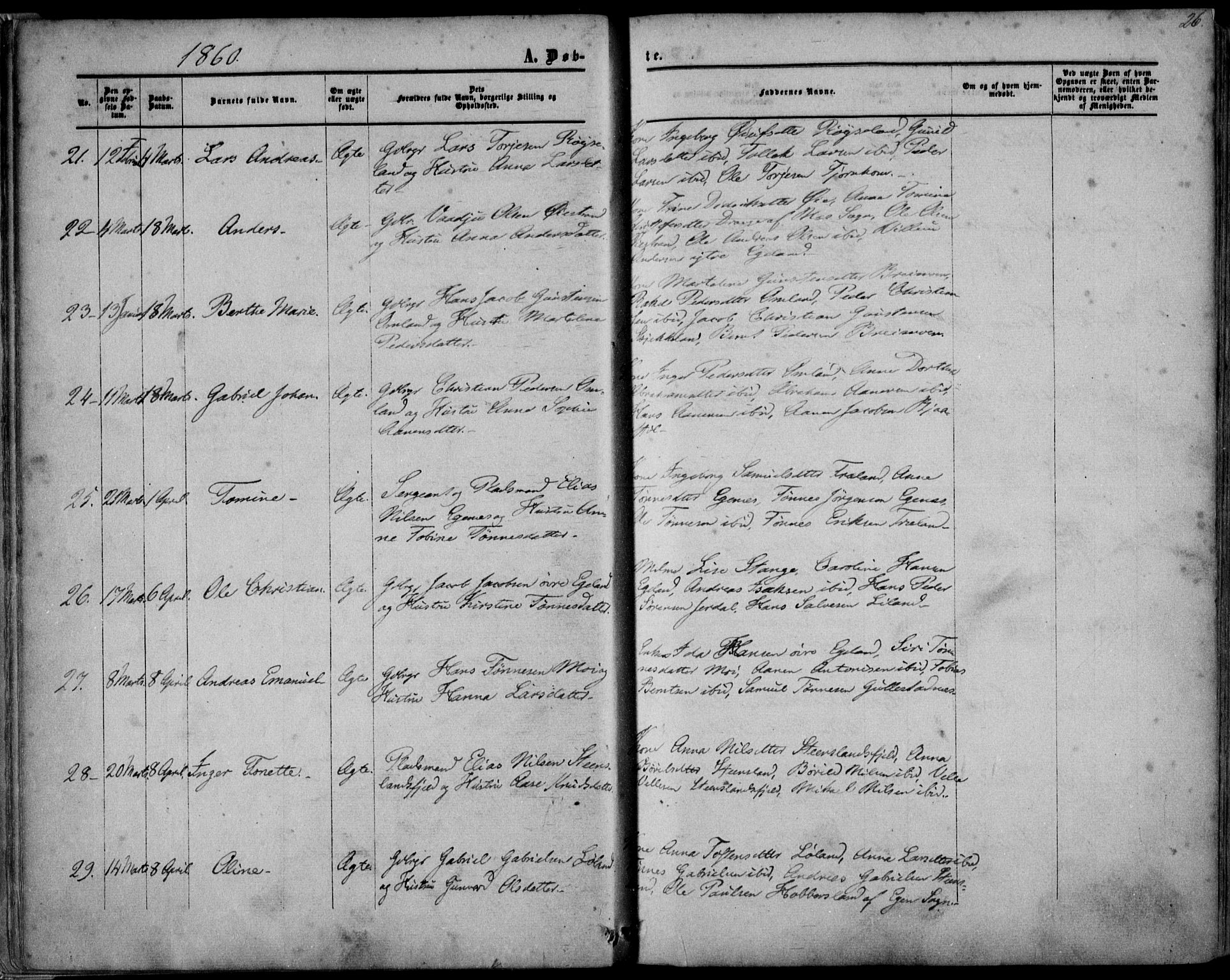 Kvinesdal sokneprestkontor, AV/SAK-1111-0026/F/Fa/Fab/L0006: Parish register (official) no. A 6, 1857-1869, p. 26