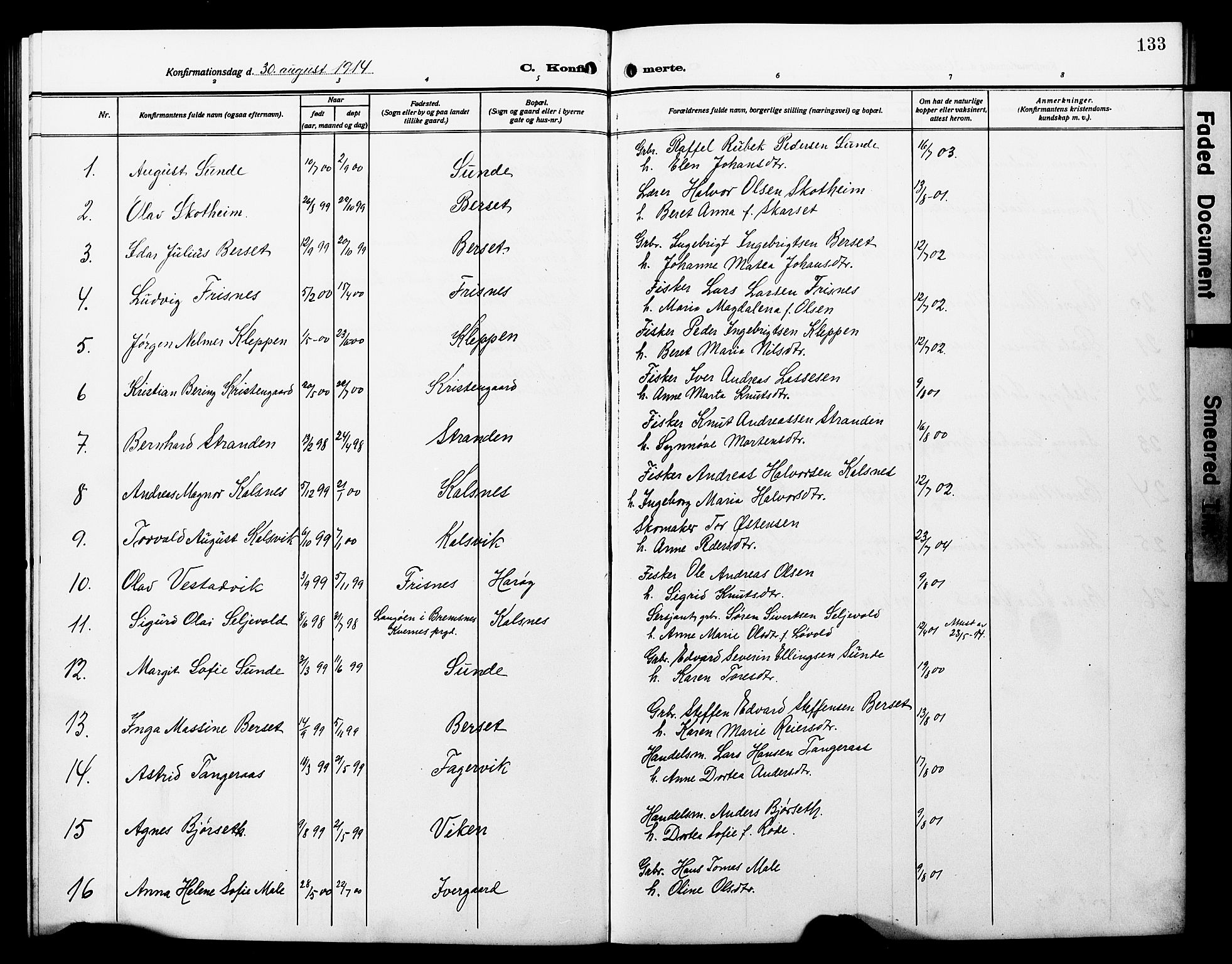 Ministerialprotokoller, klokkerbøker og fødselsregistre - Møre og Romsdal, SAT/A-1454/566/L0774: Parish register (copy) no. 566C03, 1910-1929, p. 133