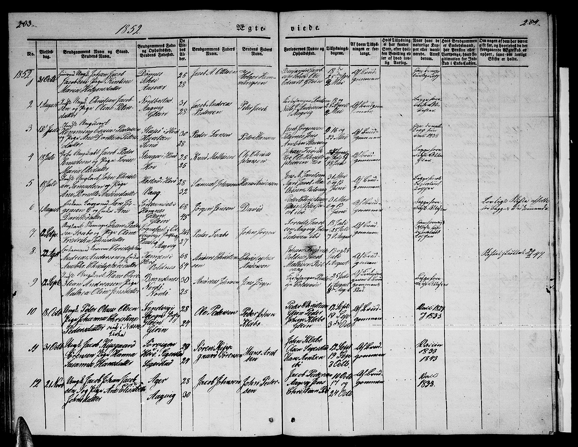 Ministerialprotokoller, klokkerbøker og fødselsregistre - Nordland, AV/SAT-A-1459/835/L0530: Parish register (copy) no. 835C02, 1842-1865, p. 203-204