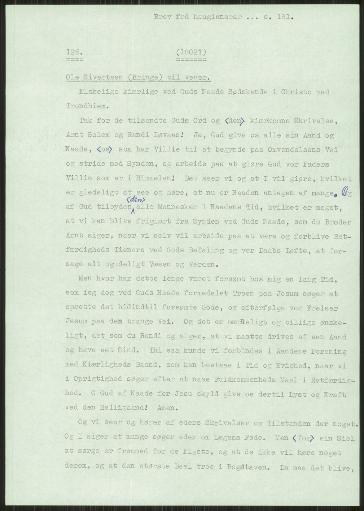 Samlinger til kildeutgivelse, Haugianerbrev, AV/RA-EA-6834/F/L0001: Haugianerbrev I: 1760-1804, 1760-1804, p. 181